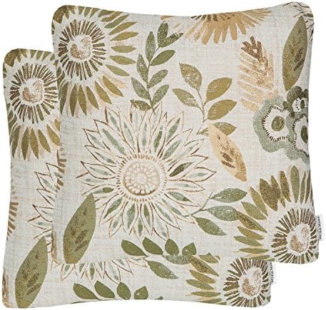 Pack of 2 Decorative Throw Pillows Cases Cushion Cover for Sofa Couch Bed,Sunflower Pattern,20x20 Inches,Blue Cream