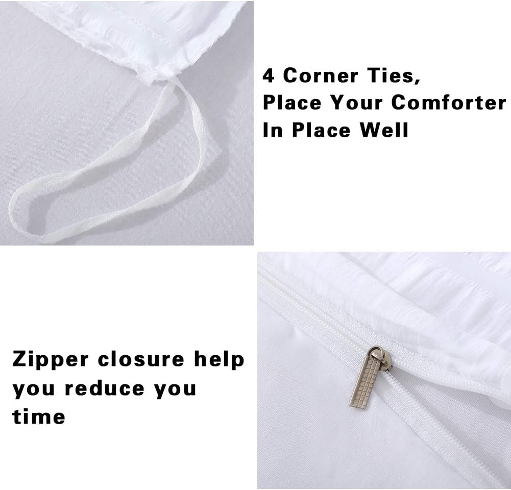 AveLom White Duvet Cover King (104 x 90 inches), 3 Pieces (1 Duvet Cover + 2 Pillow Cases), Seersucker Textured Ultra Soft Washed Microfiber, Textured Duvet Cover with Zipper Closure, Corner Ties