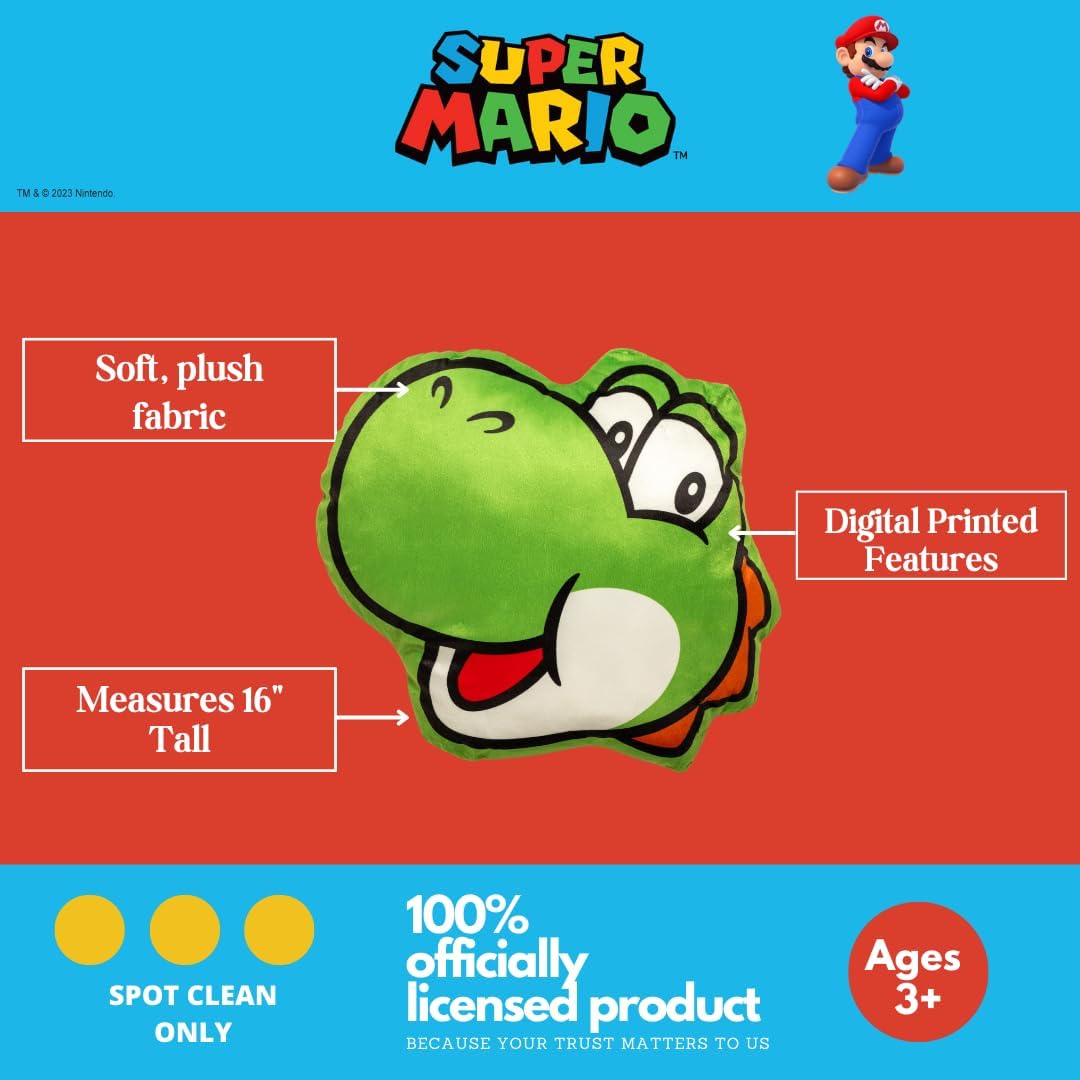 Franco Anime Gaming Bedding Super Soft Cozy Plush Decorative Pillow, One Size, Yoshi