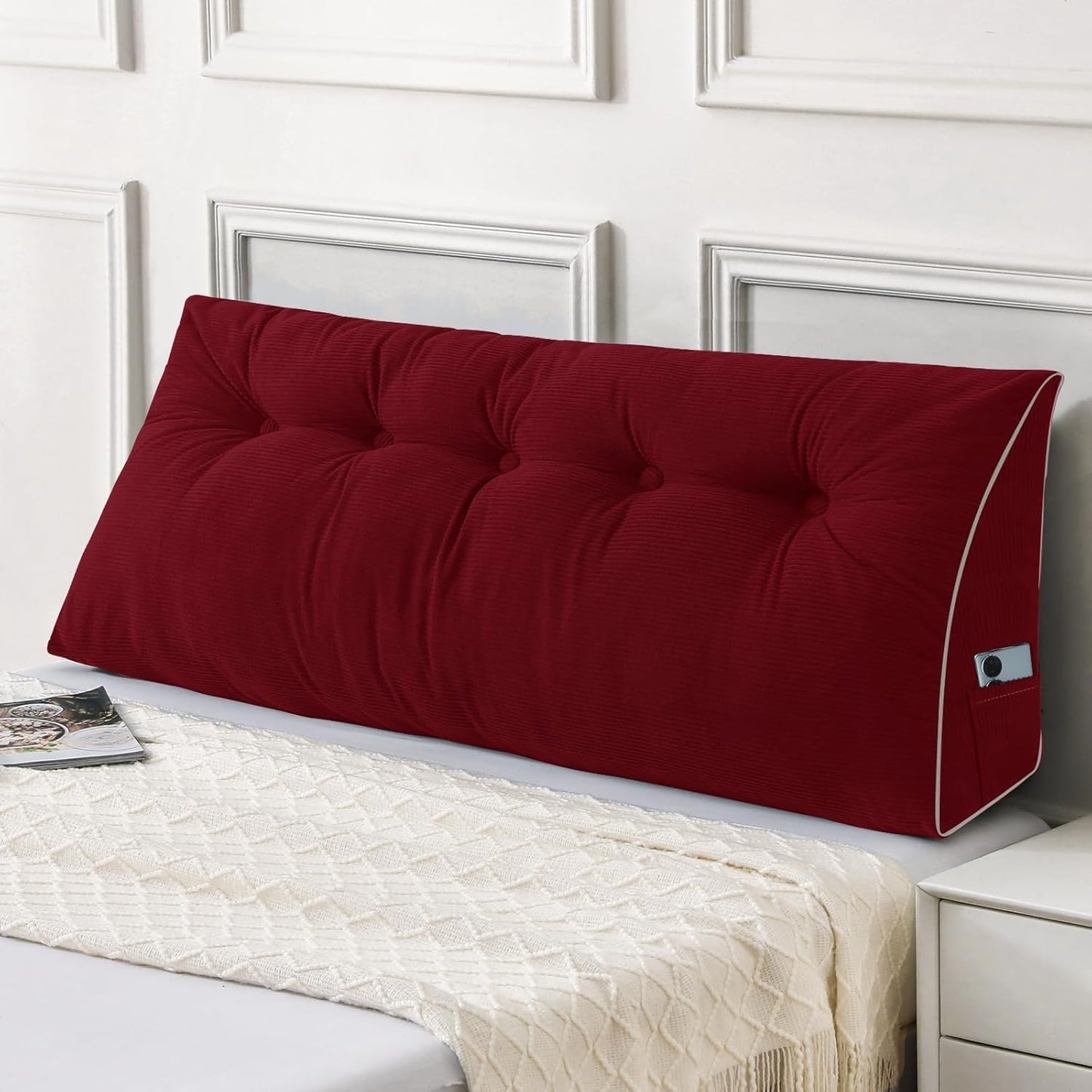 Sasttie Headboard Pillow Queen, Triangular Wedge Pillow Headboard, Wedge Headboard Pillow for Bed Sofa, Daybed Pillows for Sitting up, Reading or Working with Removable Cover, Dark Grey