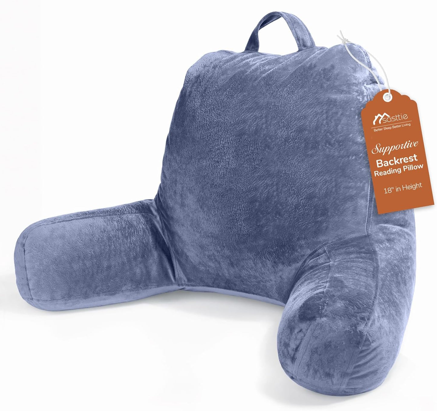 Sasttie Reading Pillows for Sitting in Bed Adult, Velvet Back Pillow Bed Sitting Up, Back-Rest Support Cushion for Sit Up on Couch, Sofa, and Floor, Dorm Essentials, Oeko-Tex Certified, Dark Grey