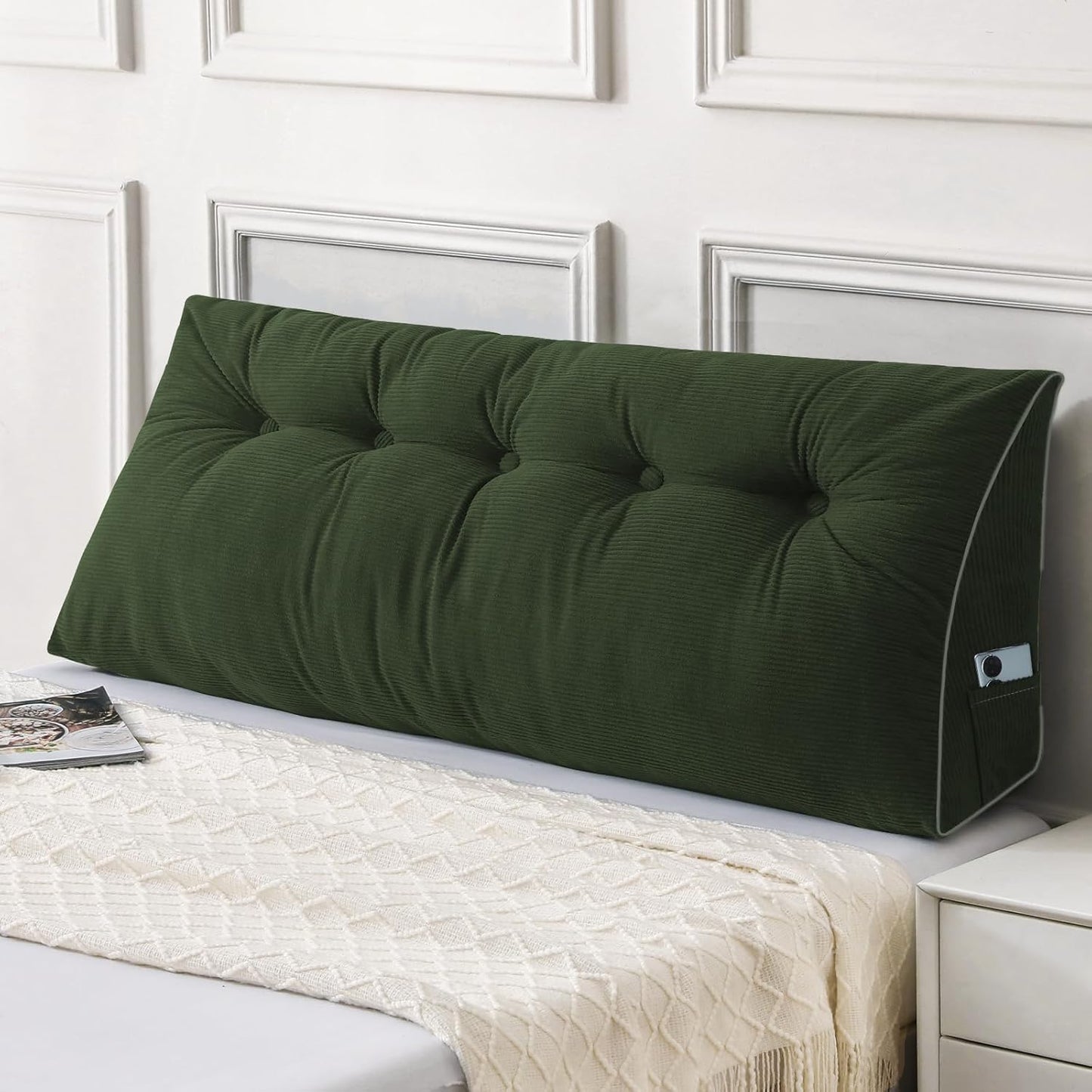 Sasttie Headboard Pillow Queen, Triangular Wedge Pillow Headboard, Wedge Headboard Pillow for Bed Sofa, Daybed Pillows for Sitting up, Reading or Working with Removable Cover, Dark Grey