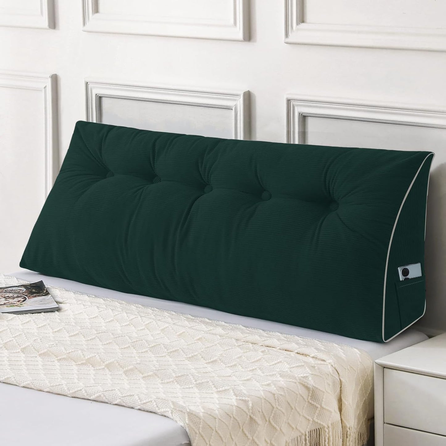 Sasttie Headboard Pillow Queen, Triangular Wedge Pillow Headboard, Wedge Headboard Pillow for Bed Sofa, Daybed Pillows for Sitting up, Reading or Working with Removable Cover, Dark Grey