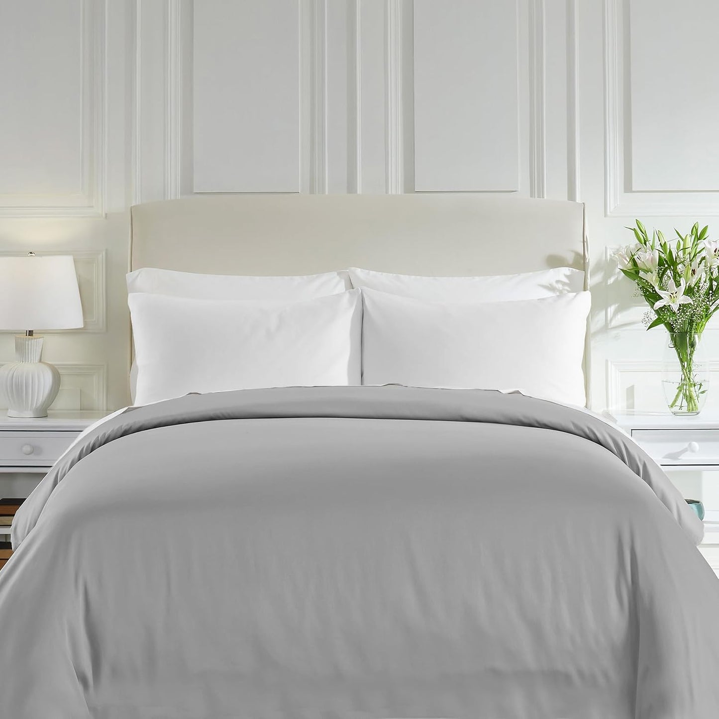 California Design Den Duvet Cover Queen Size/Full Size -Winner Good Housekeeping Best Bedding Awards 2025, 400 Thread Count Sateen, 100% Cotton Bedding Duvet Covers,Button Closure & Corner Ties -White
