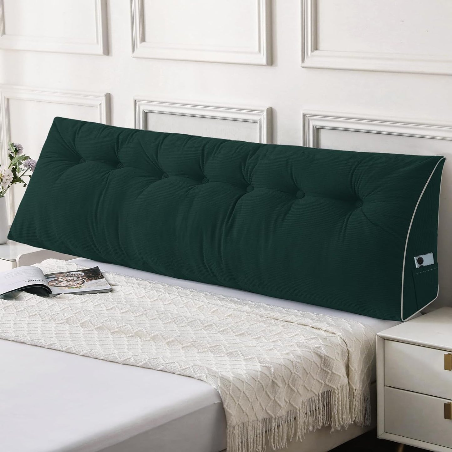 Sasttie Headboard Pillow Queen, Triangular Wedge Pillow Headboard, Wedge Headboard Pillow for Bed Sofa, Daybed Pillows for Sitting up, Reading or Working with Removable Cover, Dark Grey