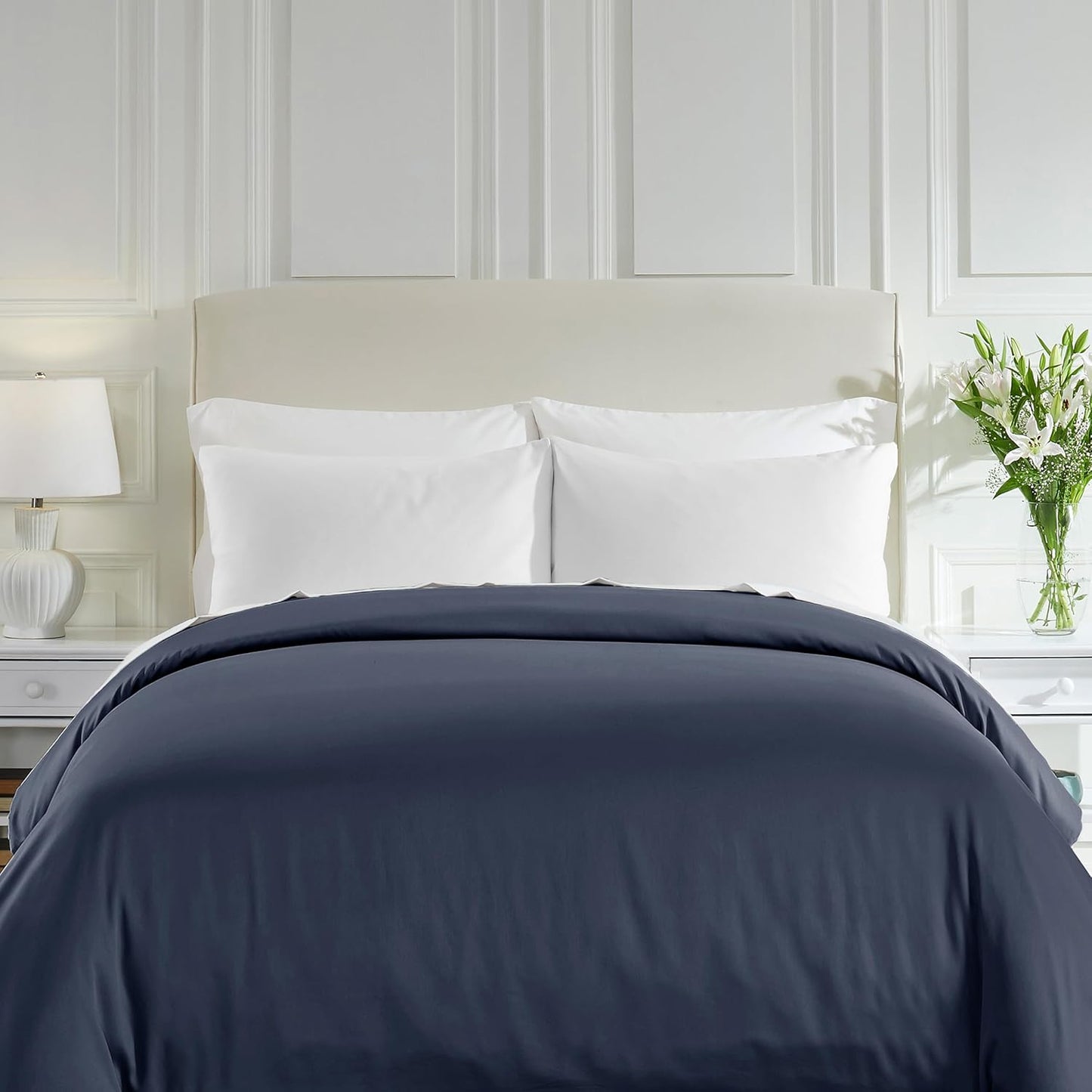 California Design Den Duvet Cover Queen Size/Full Size -Winner Good Housekeeping Best Bedding Awards 2025, 400 Thread Count Sateen, 100% Cotton Bedding Duvet Covers,Button Closure & Corner Ties -White