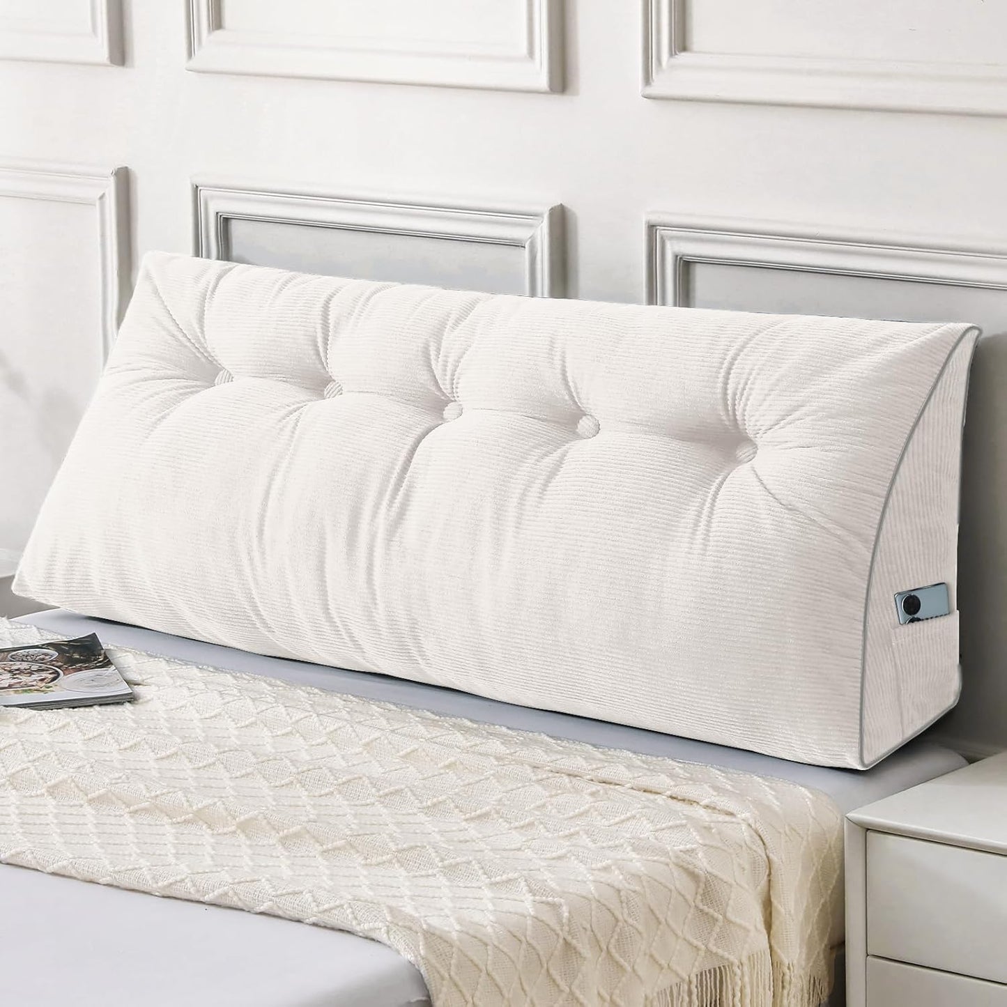 Sasttie Headboard Pillow Queen, Triangular Wedge Pillow Headboard, Wedge Headboard Pillow for Bed Sofa, Daybed Pillows for Sitting up, Reading or Working with Removable Cover, Dark Grey