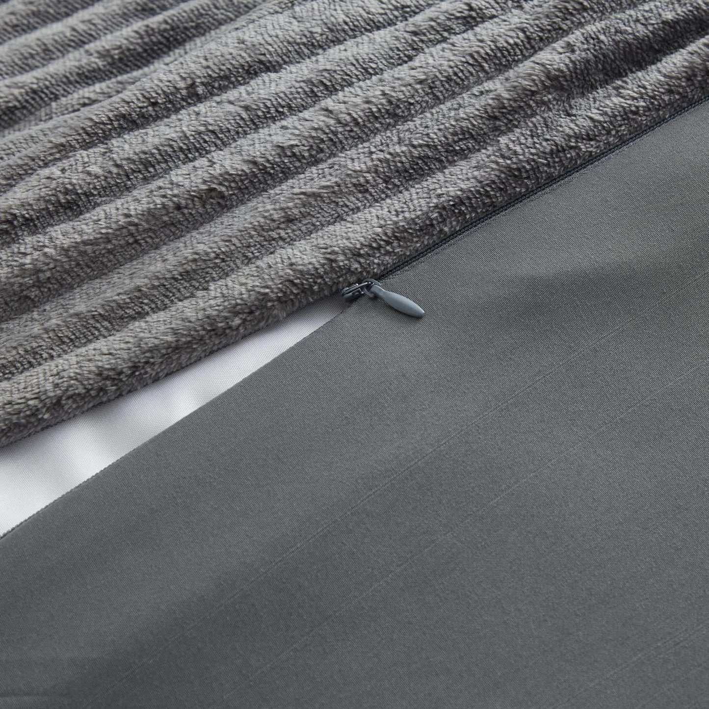 Hearth & Harbor Premium Flannel Duvet Cover Set - 3 PC Reversible Full Comforter Cover Set with Microfiber Back - 1 Velvet Duvet Cover Full & 2 Pillow Shams 80 x 90 inches - Charcoal Gray