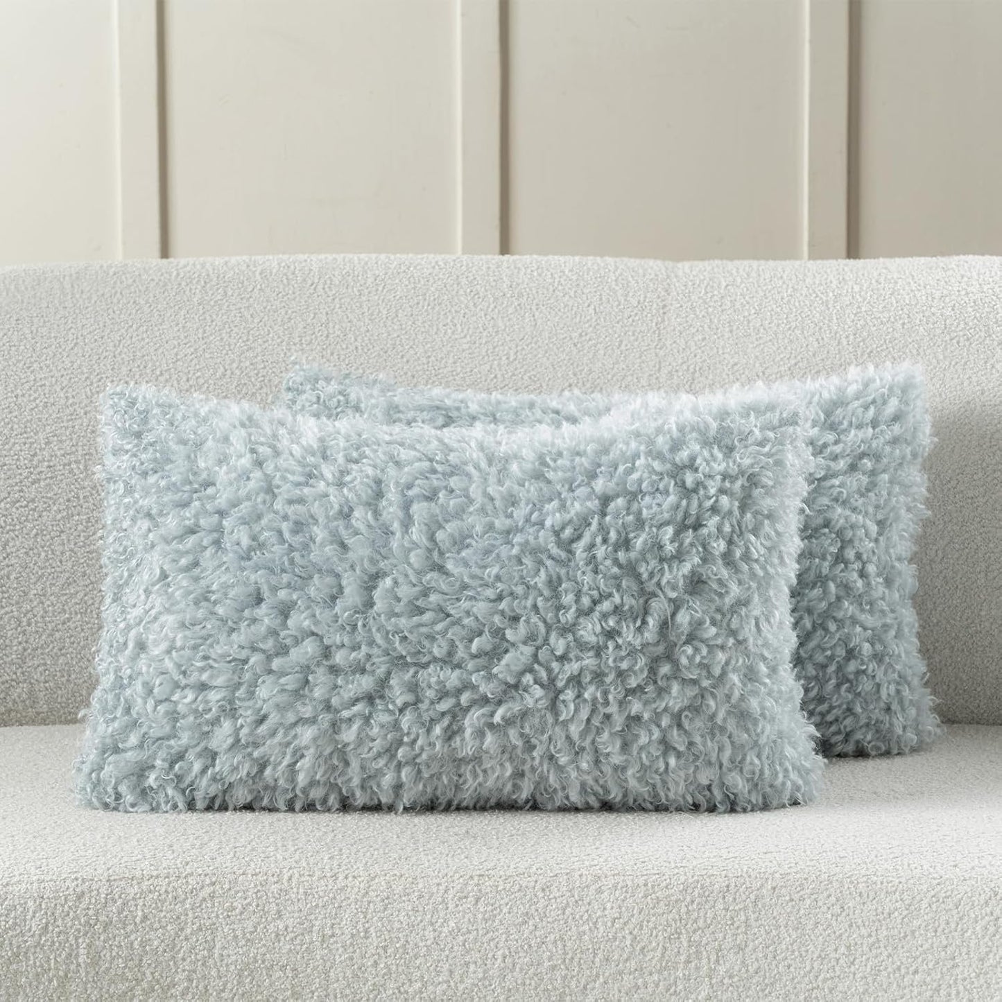 FUTEI Olive Green Decorative Throw Pillow Covers 18x18 Inch Set of 2,Soft Fluffy Faux Wool Fur Boucle Textured Cushion Case,Modern Home Decor for Couch Bed Living Room Office