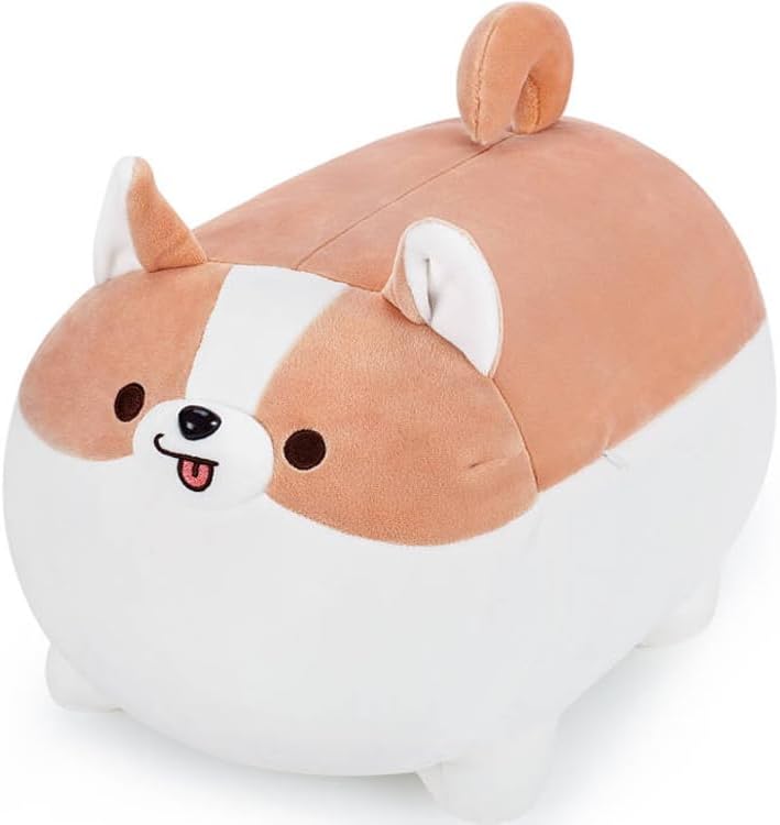 Auspicious beginning 27.6'' Shiba Inu Plush Toy Anime Angry Corgi Kawaii Long Plush Dog Soft Hugging Body Pillow, Big Stuffed Animal Plush Doll Gifts Brown