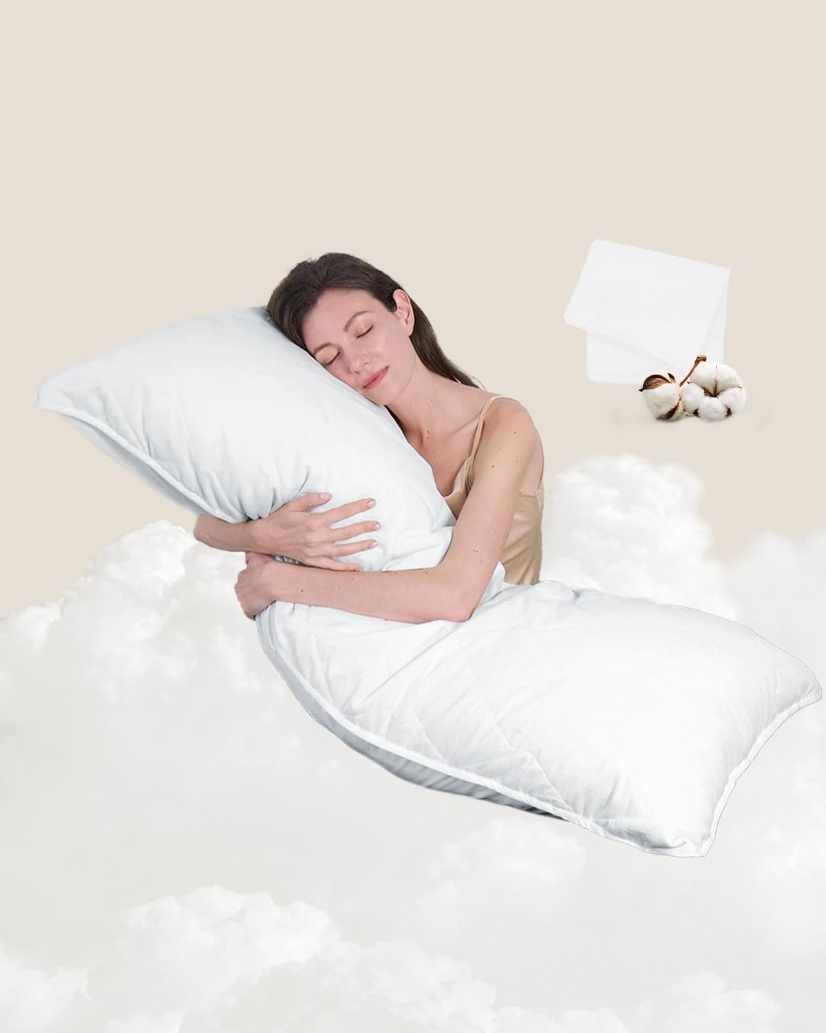 ZonLi Fluffy Body Pillow, Full Body Pillows for Adults, Long Pillow for Sleeping with Removable Cover and Adjustable Filling for Side Sleeper & Pregnancy，Large and Firm Pillow, Machine Washable(Grey)