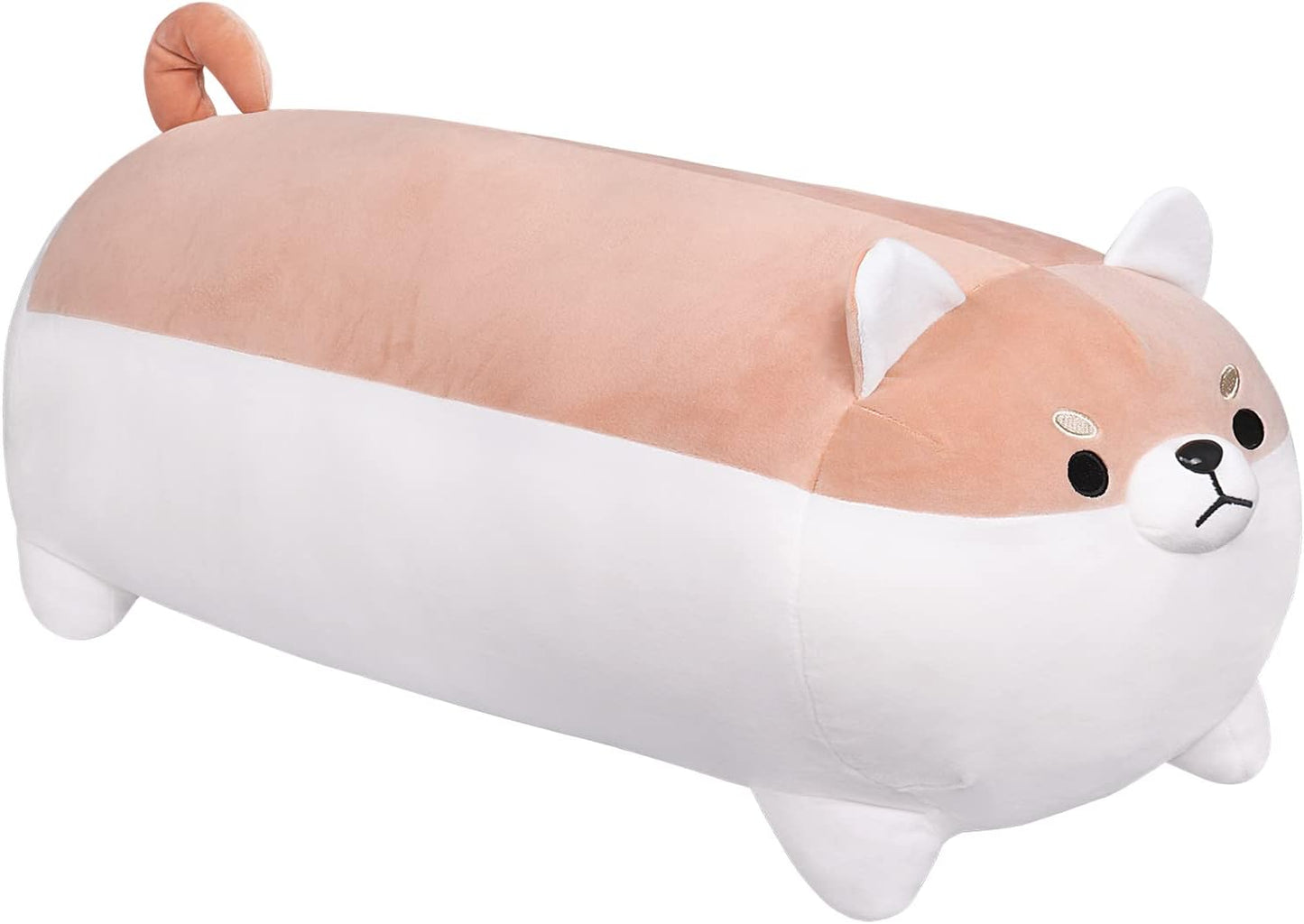 Auspicious beginning 27.6'' Shiba Inu Plush Toy Anime Angry Corgi Kawaii Long Plush Dog Soft Hugging Body Pillow, Big Stuffed Animal Plush Doll Gifts Brown