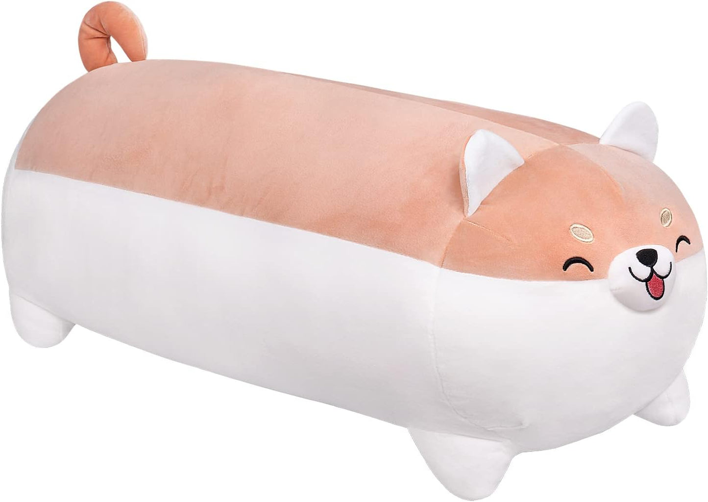 Auspicious beginning 27.6'' Shiba Inu Plush Toy Anime Angry Corgi Kawaii Long Plush Dog Soft Hugging Body Pillow, Big Stuffed Animal Plush Doll Gifts Brown