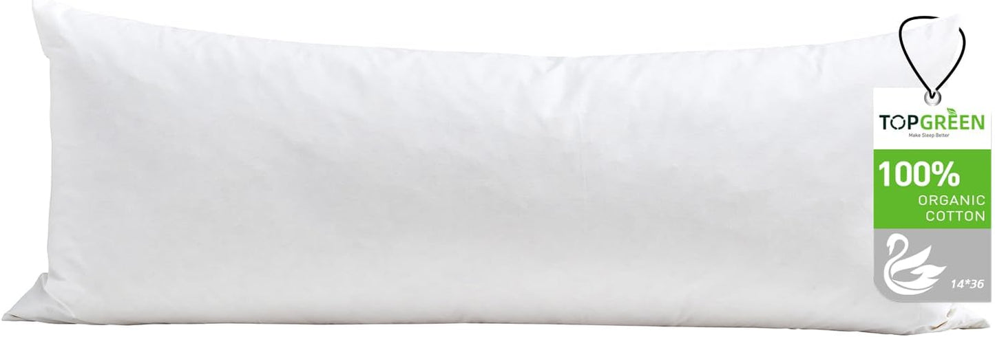 Feathers Down Throw Pillow Inserts 22x22, Set of 2, 100% Organic Cotton Shell, Soft Decorative Square Pillows Insert for Living Room Sofa, Couch, or Bed (White)