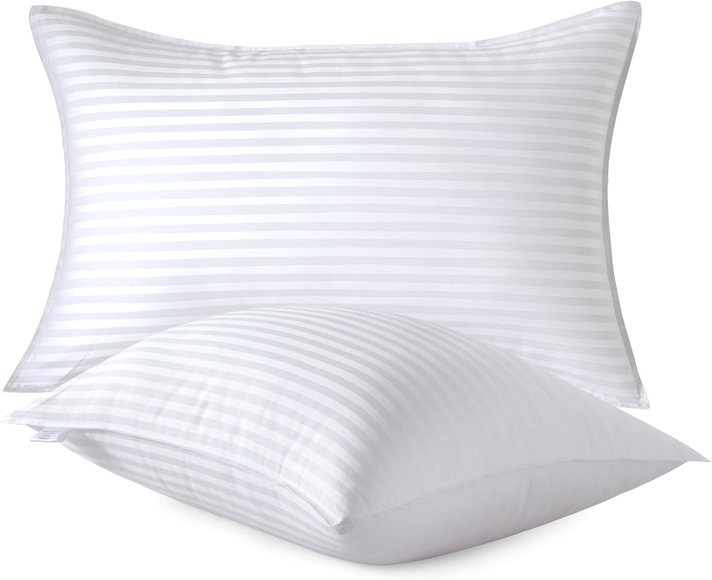 Oubonun 18 x 18 Throw Pillow Inserts, Firm and Fluffy Decorative Square Pillows for Couch Bed Sofa with Soft Cotton Cover White Cushion with Down Alternative Pack of 2