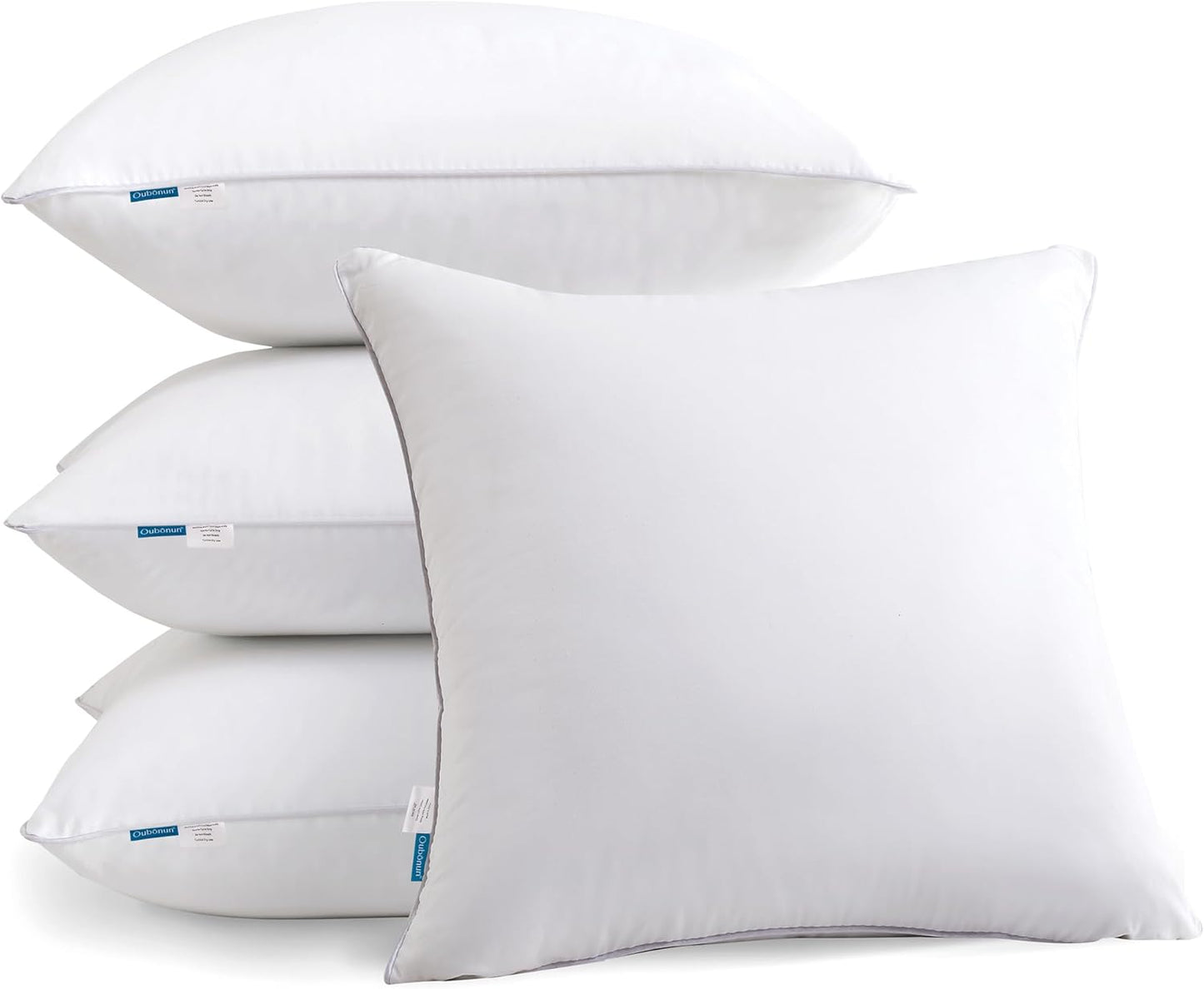 Oubonun 18"x18" Pillow Inserts (Set of 2) - Throw Pillow Inserts with 100% Cotton Cover - 18 Inch Square Interior Sofa Pillow Inserts - Decorative Pillow Insert Pair - White Couch Pillow