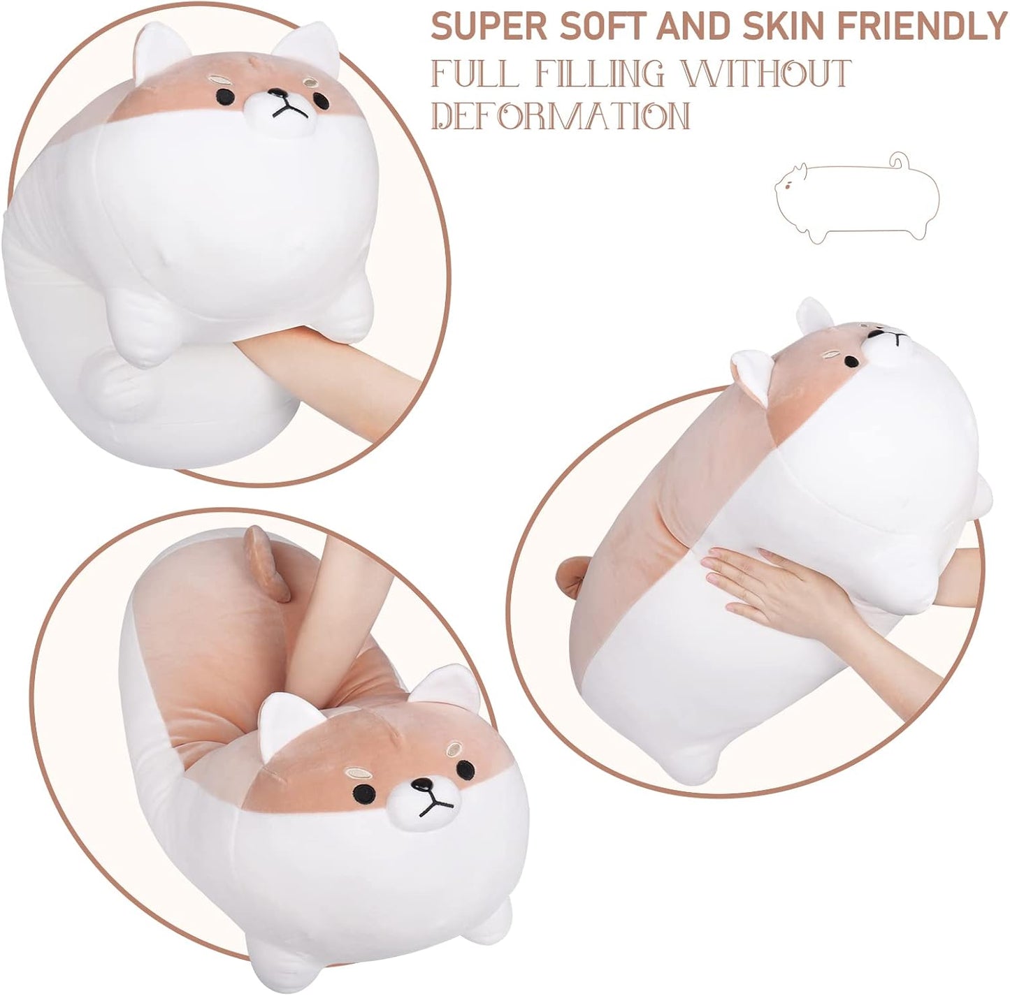 Auspicious beginning 27.6'' Shiba Inu Plush Toy Anime Angry Corgi Kawaii Long Plush Dog Soft Hugging Body Pillow, Big Stuffed Animal Plush Doll Gifts Brown