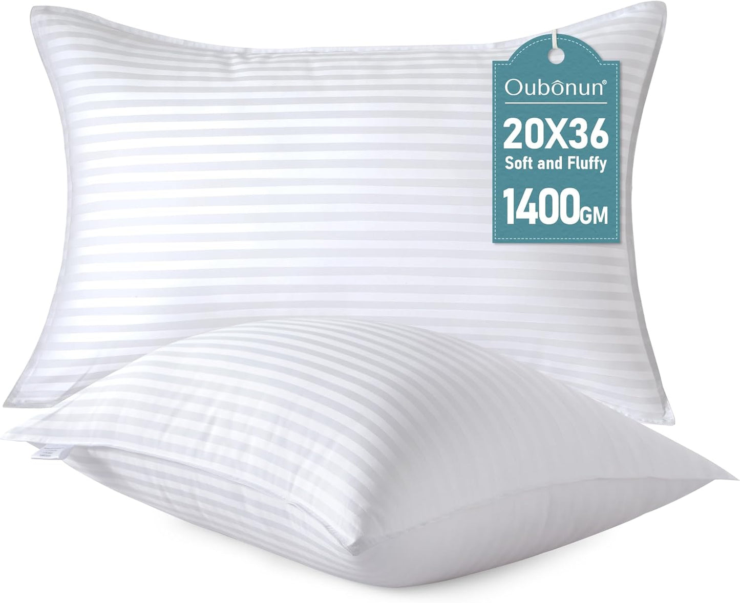 Oubonun 18 x 18 Throw Pillow Inserts, Firm and Fluffy Decorative Square Pillows for Couch Bed Sofa with Soft Cotton Cover White Cushion with Down Alternative Pack of 2