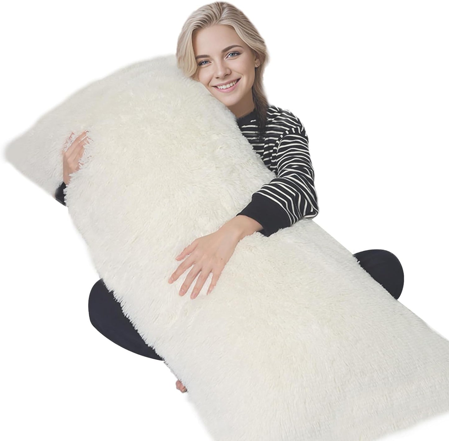 ZonLi Fluffy Body Pillow, Full Body Pillows for Adults, Long Pillow for Sleeping with Removable Cover and Adjustable Filling for Side Sleeper & Pregnancy，Large and Firm Pillow, Machine Washable(Grey)