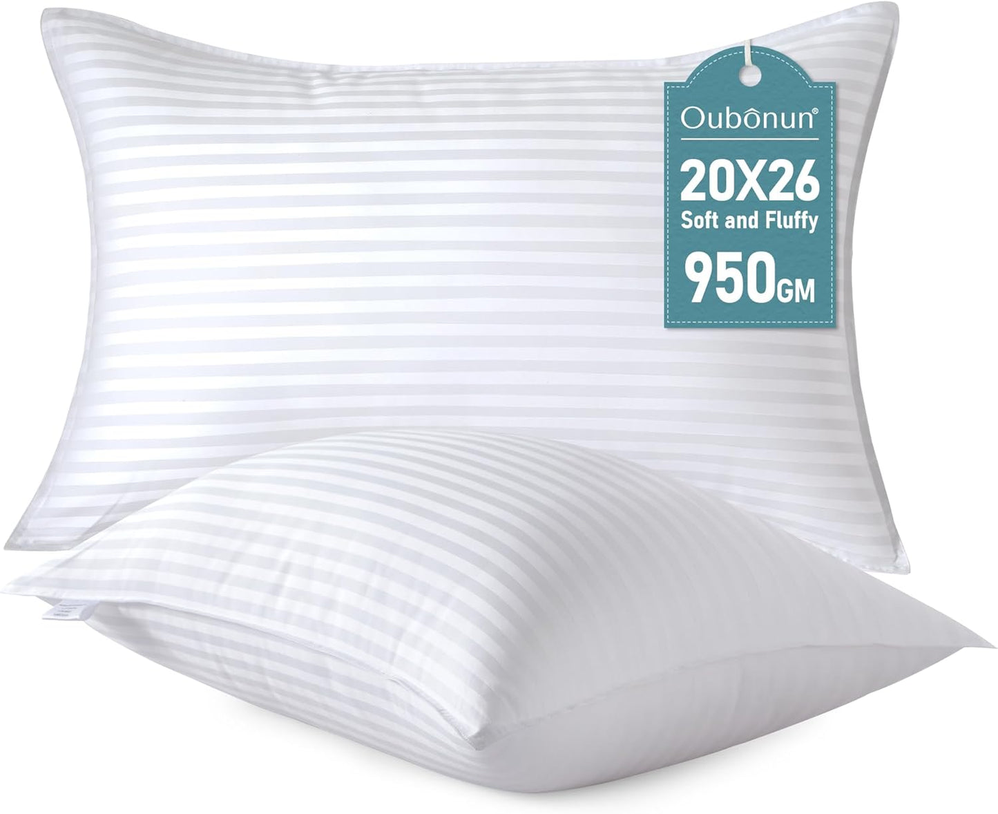 Oubonun 18 x 18 Throw Pillow Inserts, Firm and Fluffy Decorative Square Pillows for Couch Bed Sofa with Soft Cotton Cover White Cushion with Down Alternative Pack of 2