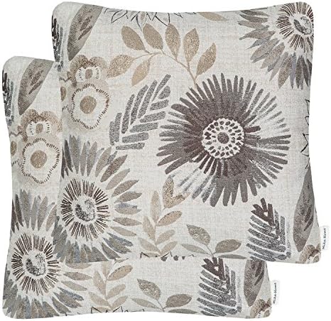 Pack of 2 Decorative Throw Pillows Cases Cushion Cover for Sofa Couch Bed,Sunflower Pattern,20x20 Inches,Blue Cream