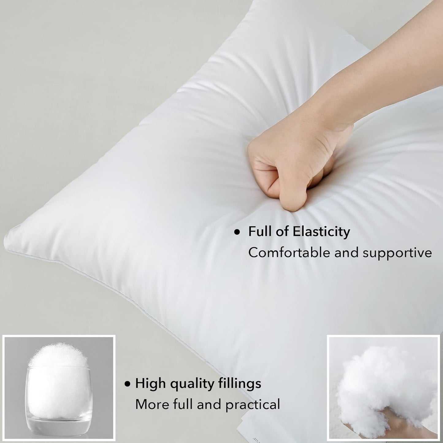 20 x 20 Pillow Inserts (Set of 2) - 20 Inch Square Interior Couch Throw Pillow with 100% Cotton Cover - Decorative Pillow Insert Pair - White Sofa Pillow