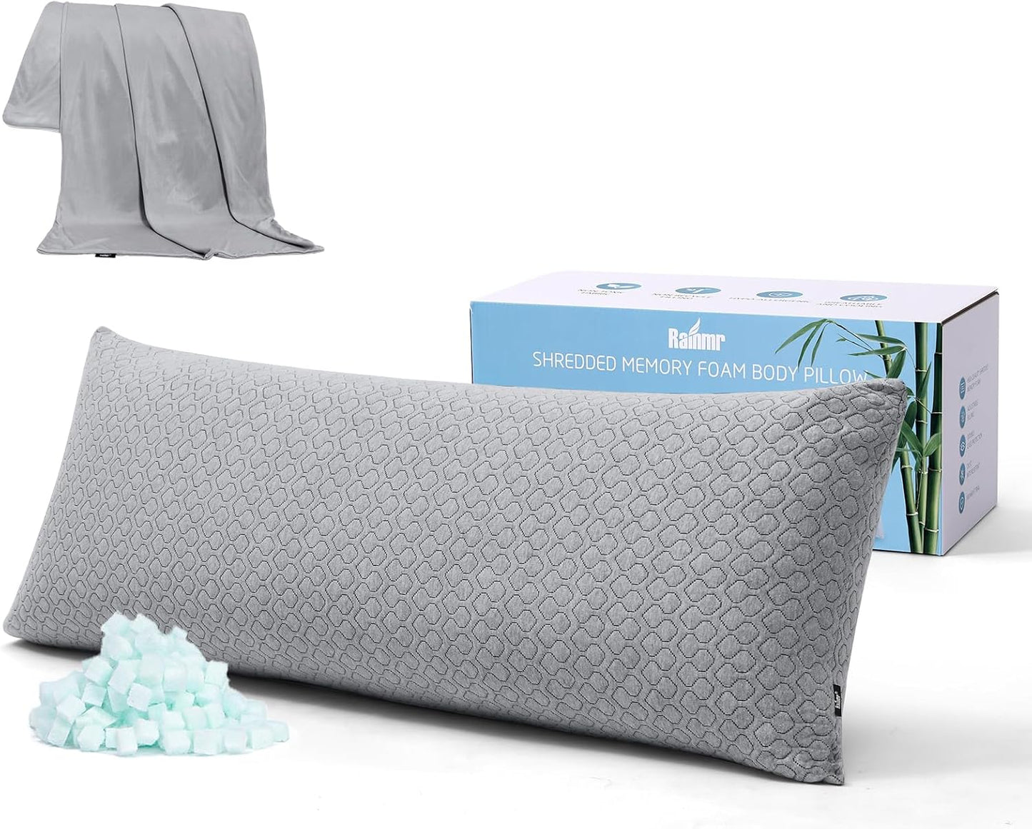 Extra Long Body Pillow Cubies Memory Foam 150x50cm – Anime Body Pillow Insert for Adults – with Cooling Cover Huggable Pillows 20x60 inches