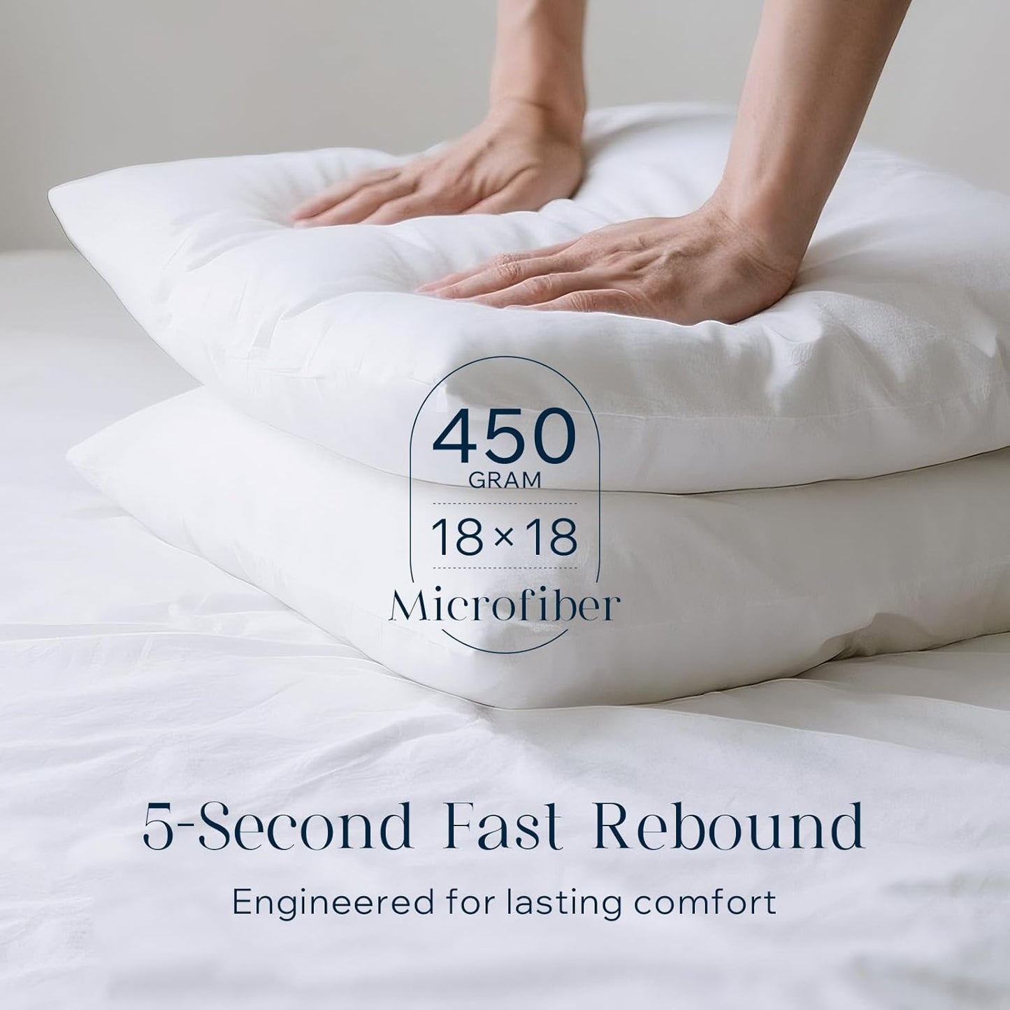 Phantoscope Pillow Inserts, Hypoallergenic 100% Virgin Fiber Square Form Microfiber Throw Pillow Inserts, Couch Bed Pillows 45x45 cm, 18x18 Inch (Pack of 4)