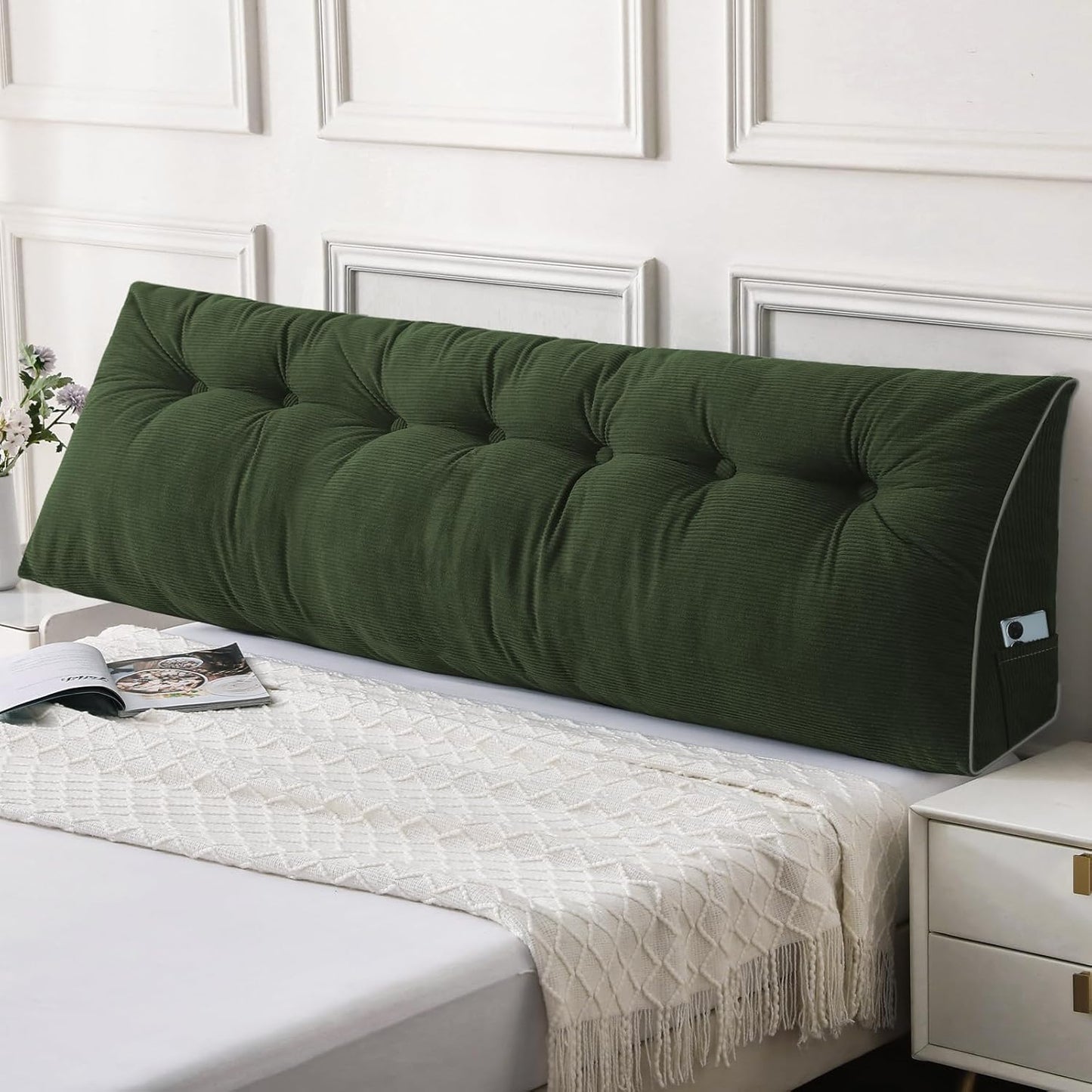 Sasttie Headboard Pillow Queen, Triangular Wedge Pillow Headboard, Wedge Headboard Pillow for Bed Sofa, Daybed Pillows for Sitting up, Reading or Working with Removable Cover, Dark Grey