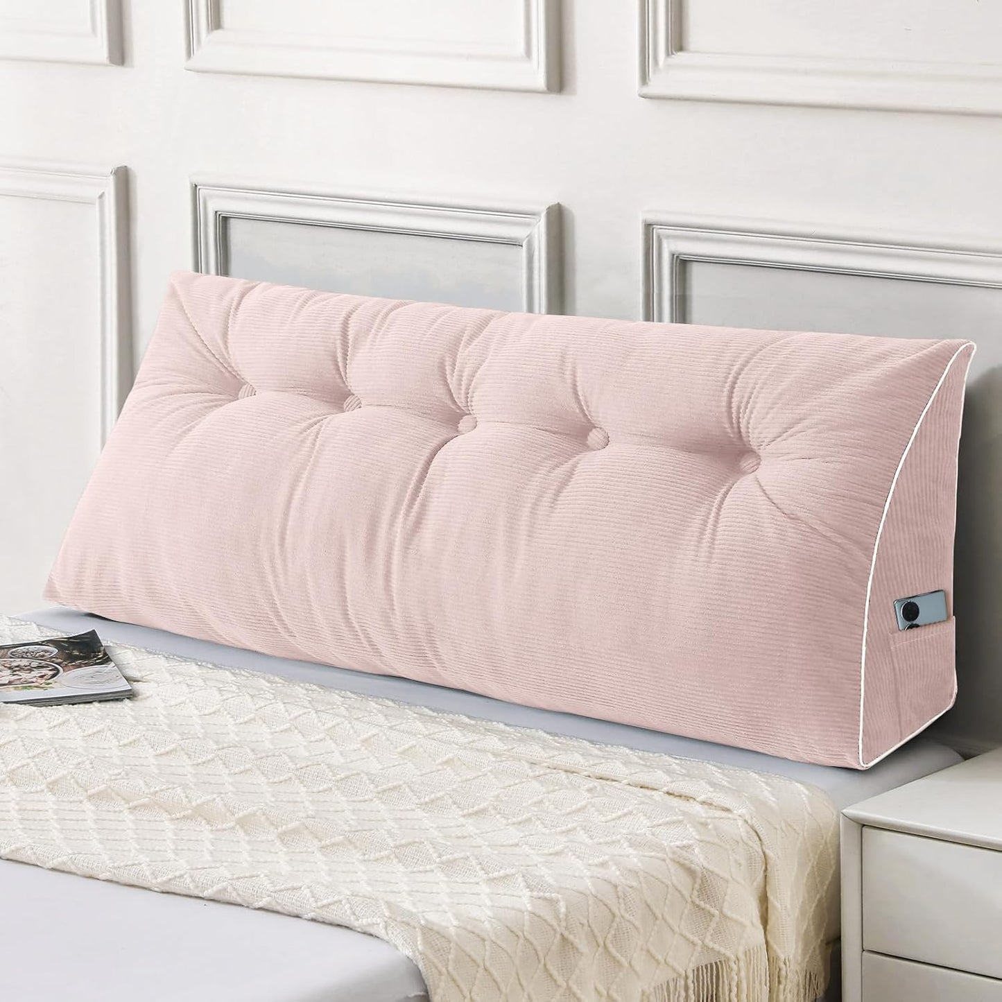 Sasttie Headboard Pillow Queen, Triangular Wedge Pillow Headboard, Wedge Headboard Pillow for Bed Sofa, Daybed Pillows for Sitting up, Reading or Working with Removable Cover, Dark Grey