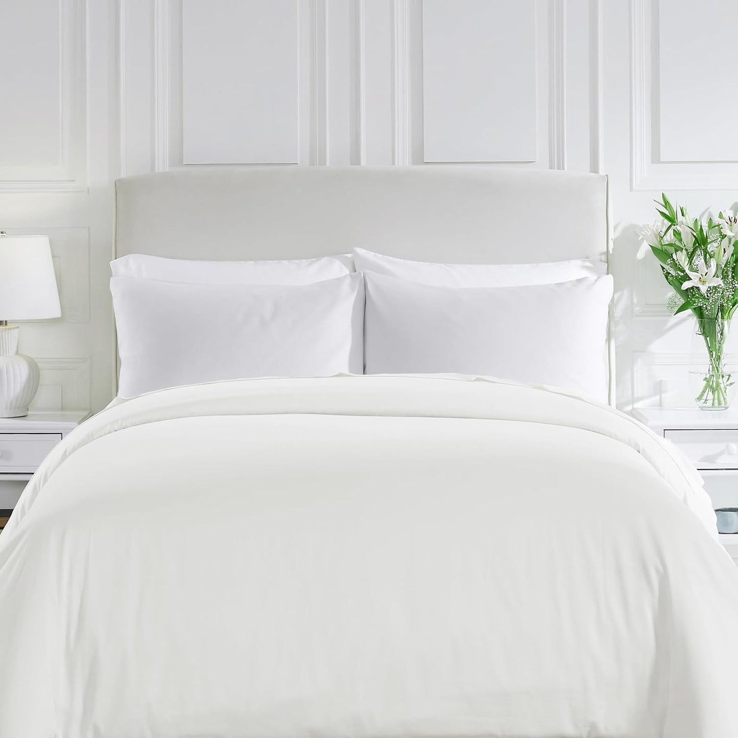 California Design Den Duvet Cover Queen Size/Full Size -Winner Good Housekeeping Best Bedding Awards 2025, 400 Thread Count Sateen, 100% Cotton Bedding Duvet Covers,Button Closure & Corner Ties -White