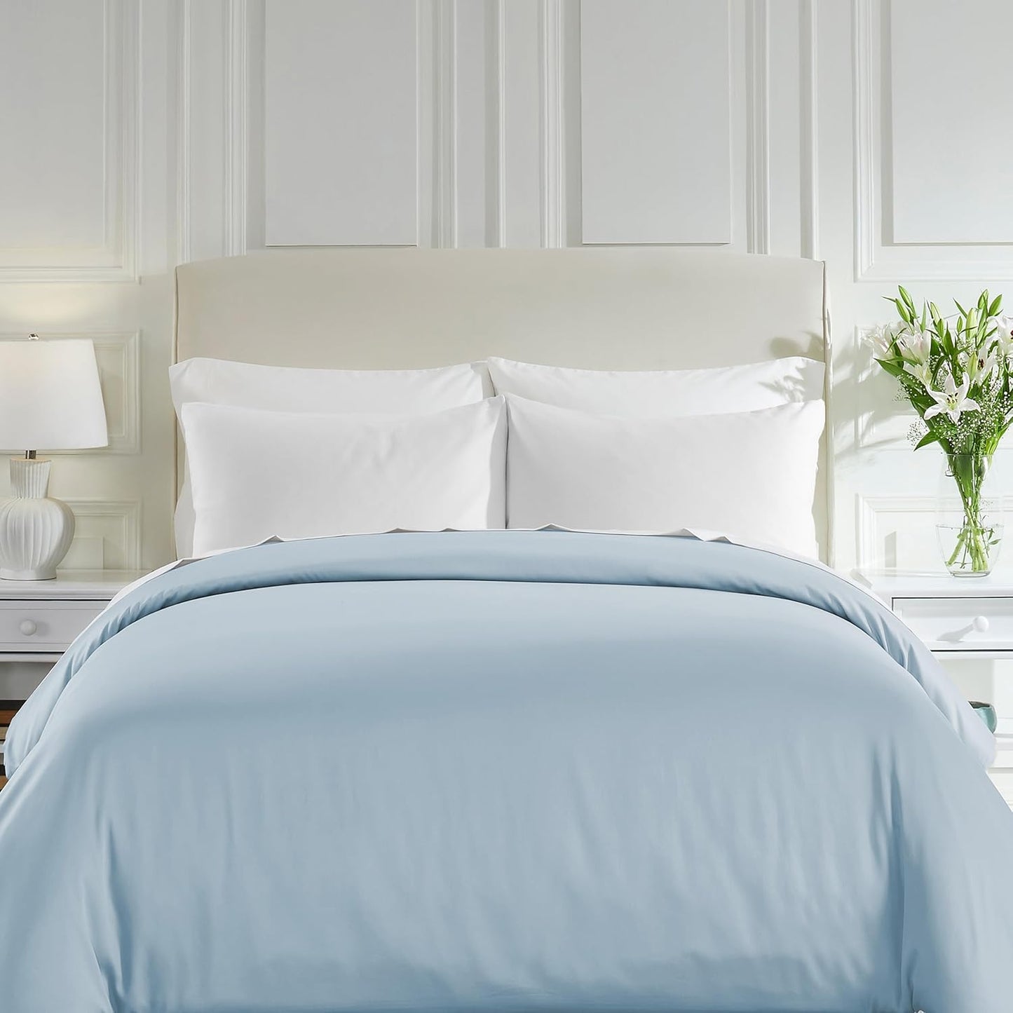 California Design Den Duvet Cover Queen Size/Full Size -Winner Good Housekeeping Best Bedding Awards 2025, 400 Thread Count Sateen, 100% Cotton Bedding Duvet Covers,Button Closure & Corner Ties -White