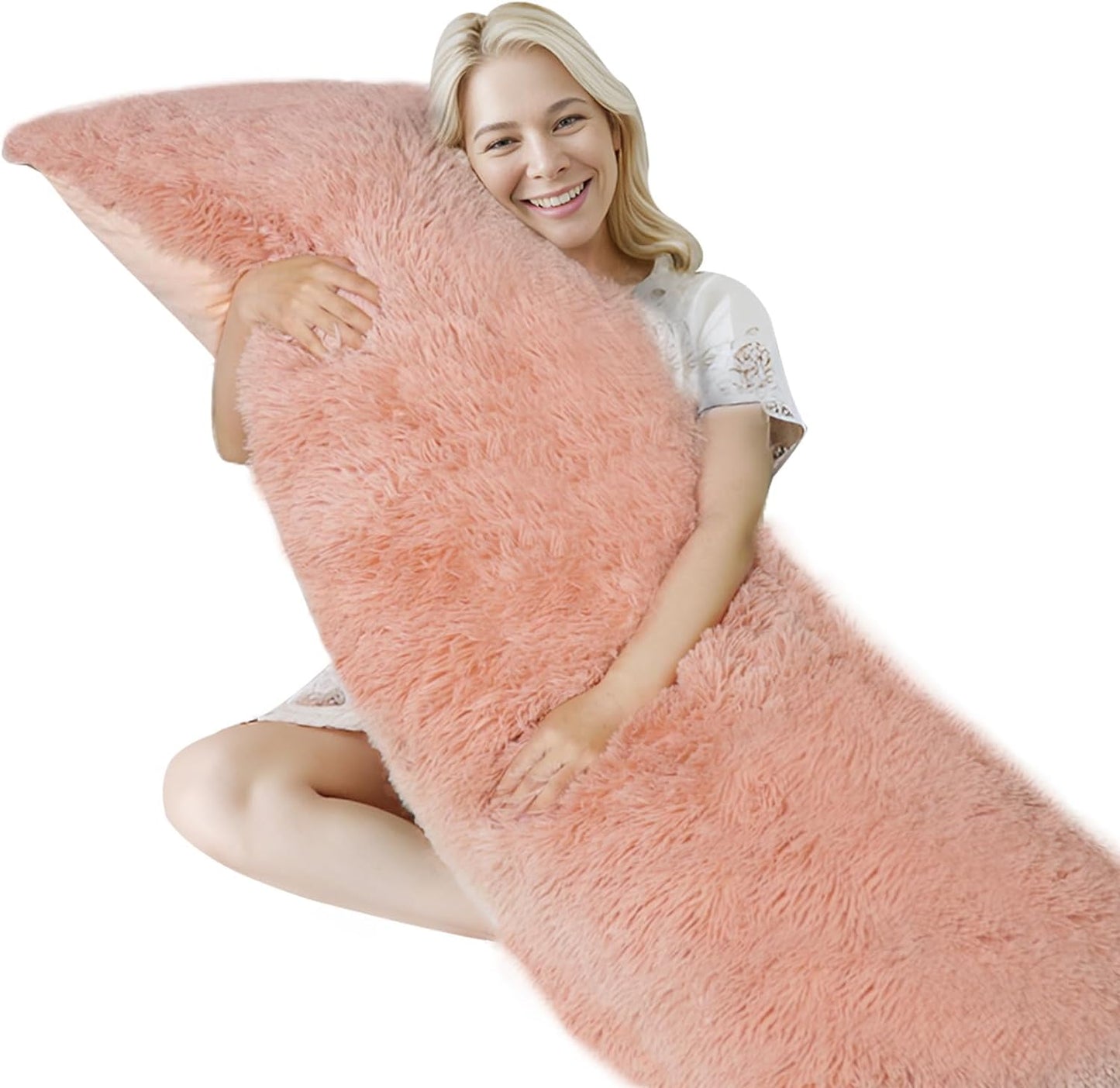ZonLi Fluffy Body Pillow, Full Body Pillows for Adults, Long Pillow for Sleeping with Removable Cover and Adjustable Filling for Side Sleeper & Pregnancy，Large and Firm Pillow, Machine Washable(Grey)