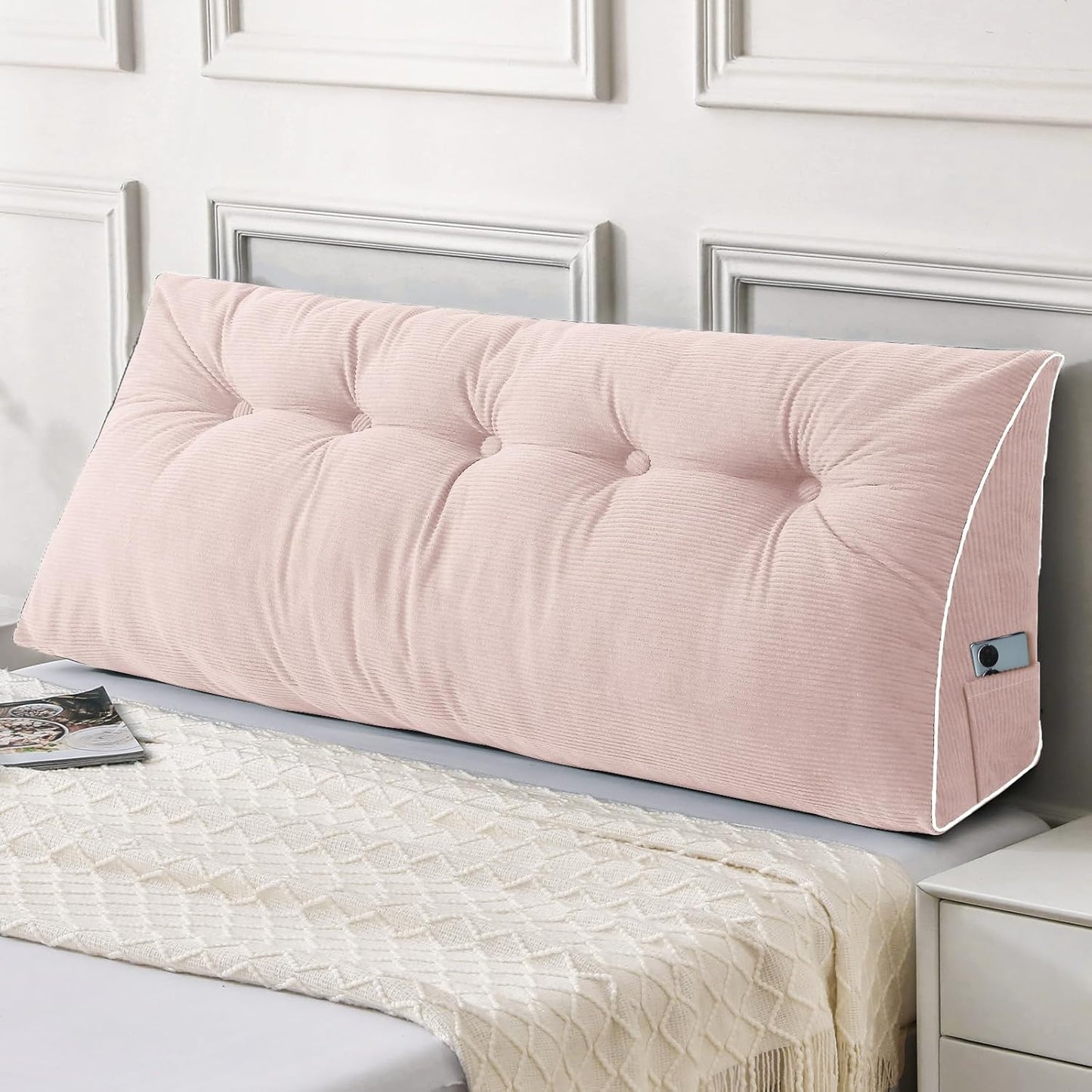 Sasttie Headboard Pillow Queen, Triangular Wedge Pillow Headboard, Wedge Headboard Pillow for Bed Sofa, Daybed Pillows for Sitting up, Reading or Working with Removable Cover, Dark Grey