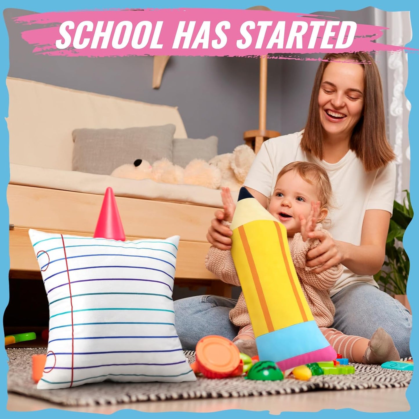 2 Pcs Cute Pencil Notebook Pillows Back to School Classroom Gift Large Plush Throw Pillow Creative Cute Reading Room Sofa Decoration for Back to School Birthday Gift