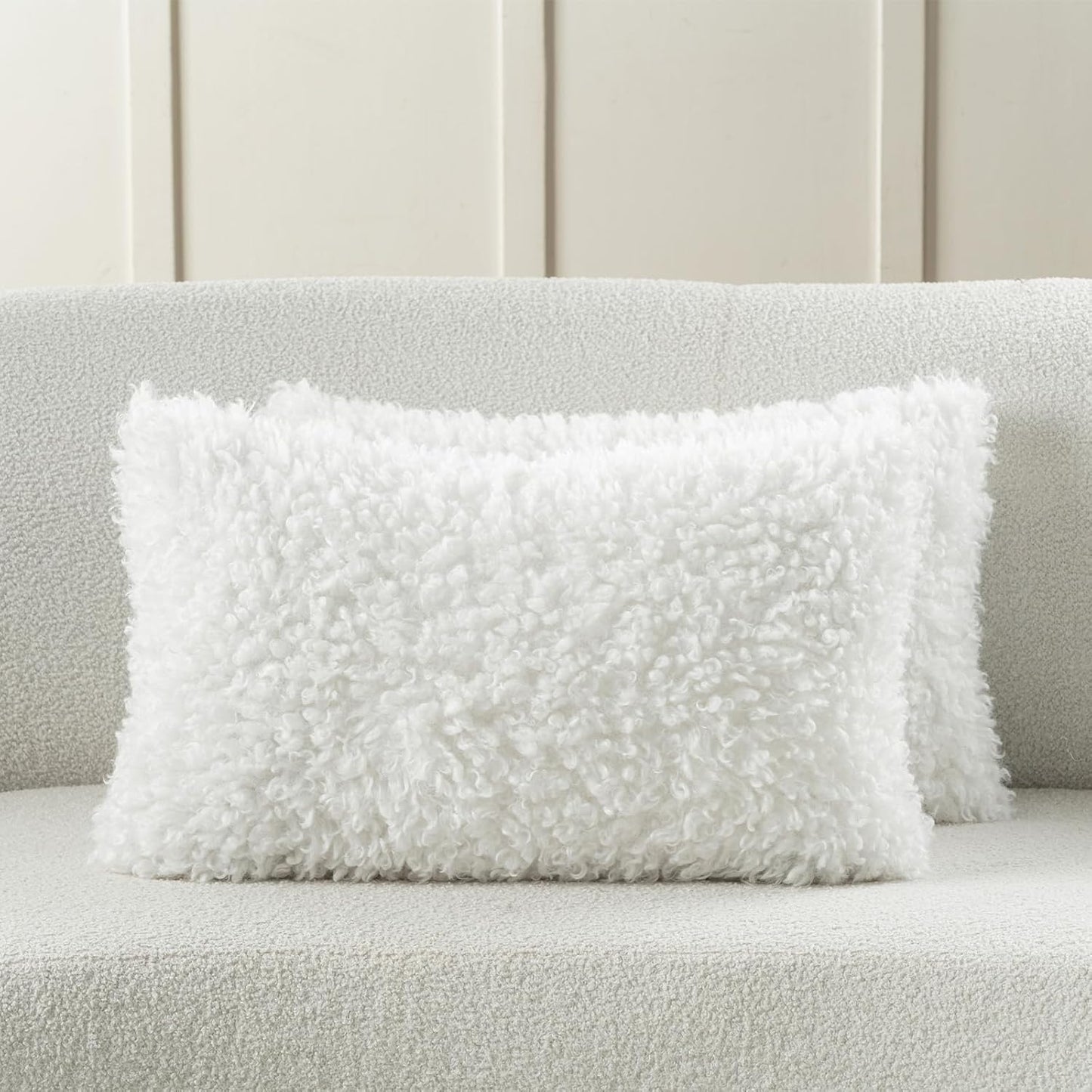 FUTEI Olive Green Decorative Throw Pillow Covers 18x18 Inch Set of 2,Soft Fluffy Faux Wool Fur Boucle Textured Cushion Case,Modern Home Decor for Couch Bed Living Room Office