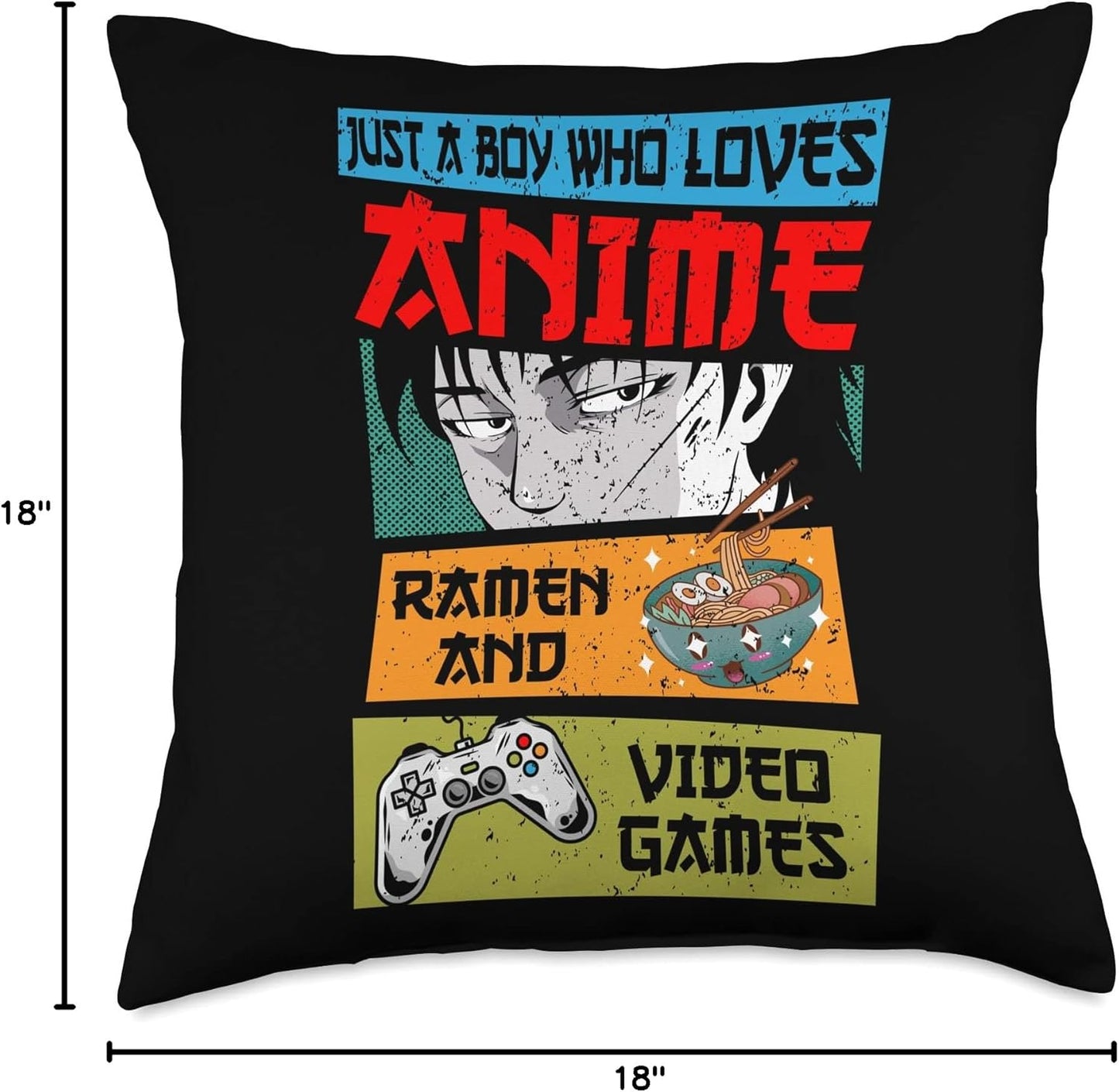 Just A Boy Who Loves Anime Ramen and Video Games, Gaming Throw Pillow