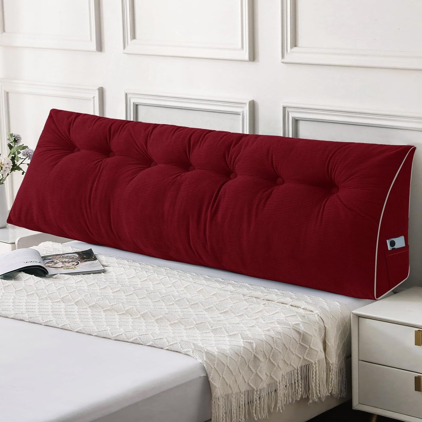Sasttie Headboard Pillow Queen, Triangular Wedge Pillow Headboard, Wedge Headboard Pillow for Bed Sofa, Daybed Pillows for Sitting up, Reading or Working with Removable Cover, Dark Grey