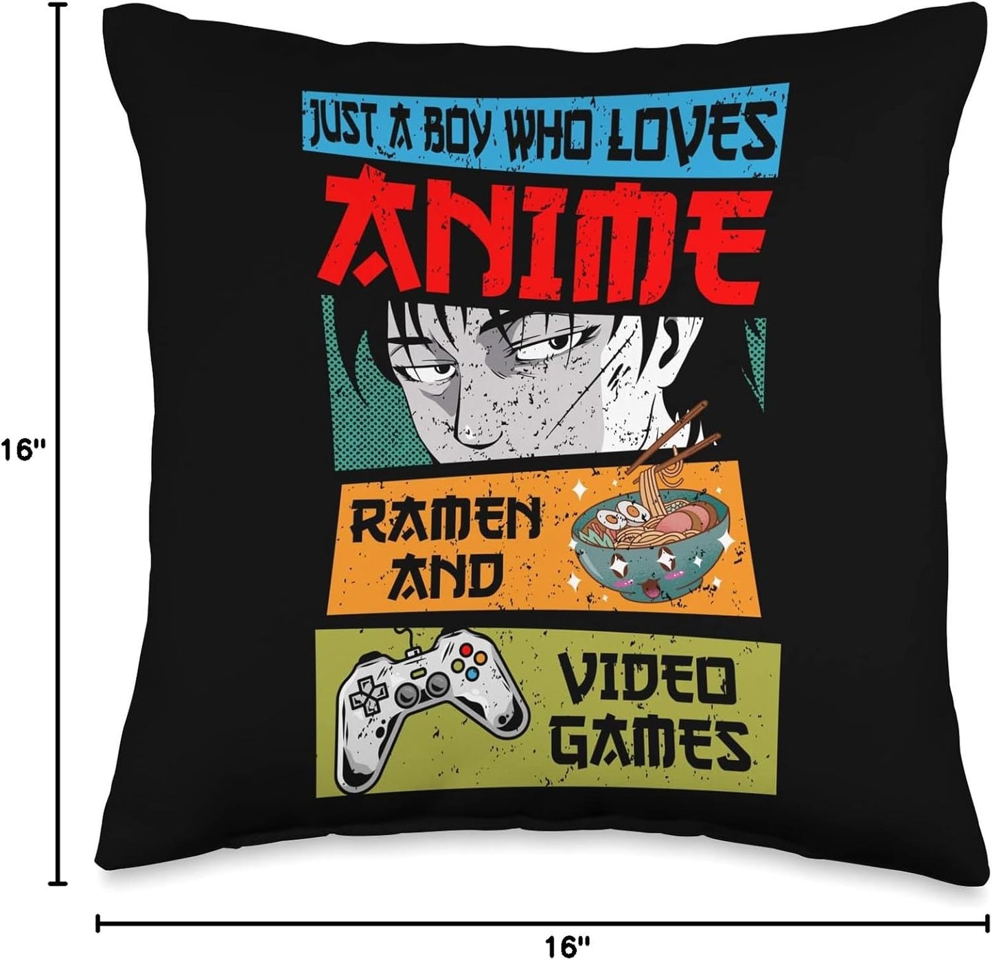 Just A Boy Who Loves Anime Ramen and Video Games, Gaming Throw Pillow