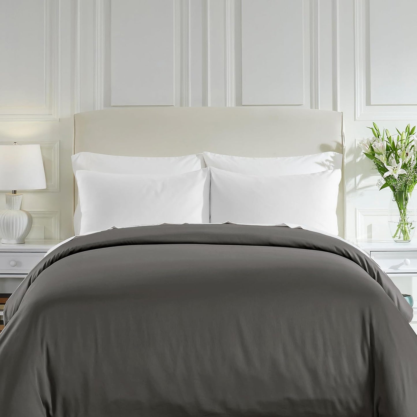 California Design Den Duvet Cover Queen Size/Full Size -Winner Good Housekeeping Best Bedding Awards 2025, 400 Thread Count Sateen, 100% Cotton Bedding Duvet Covers,Button Closure & Corner Ties -White