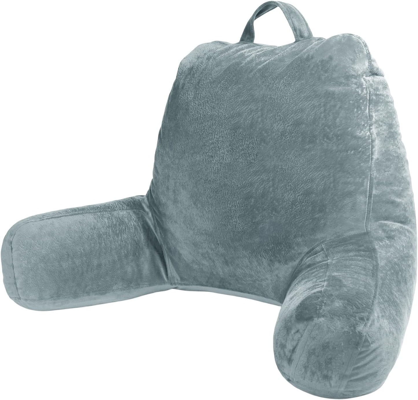 Sasttie Reading Pillows for Sitting in Bed Adult, Velvet Back Pillow Bed Sitting Up, Back-Rest Support Cushion for Sit Up on Couch, Sofa, and Floor, Dorm Essentials, Oeko-Tex Certified, Dark Grey