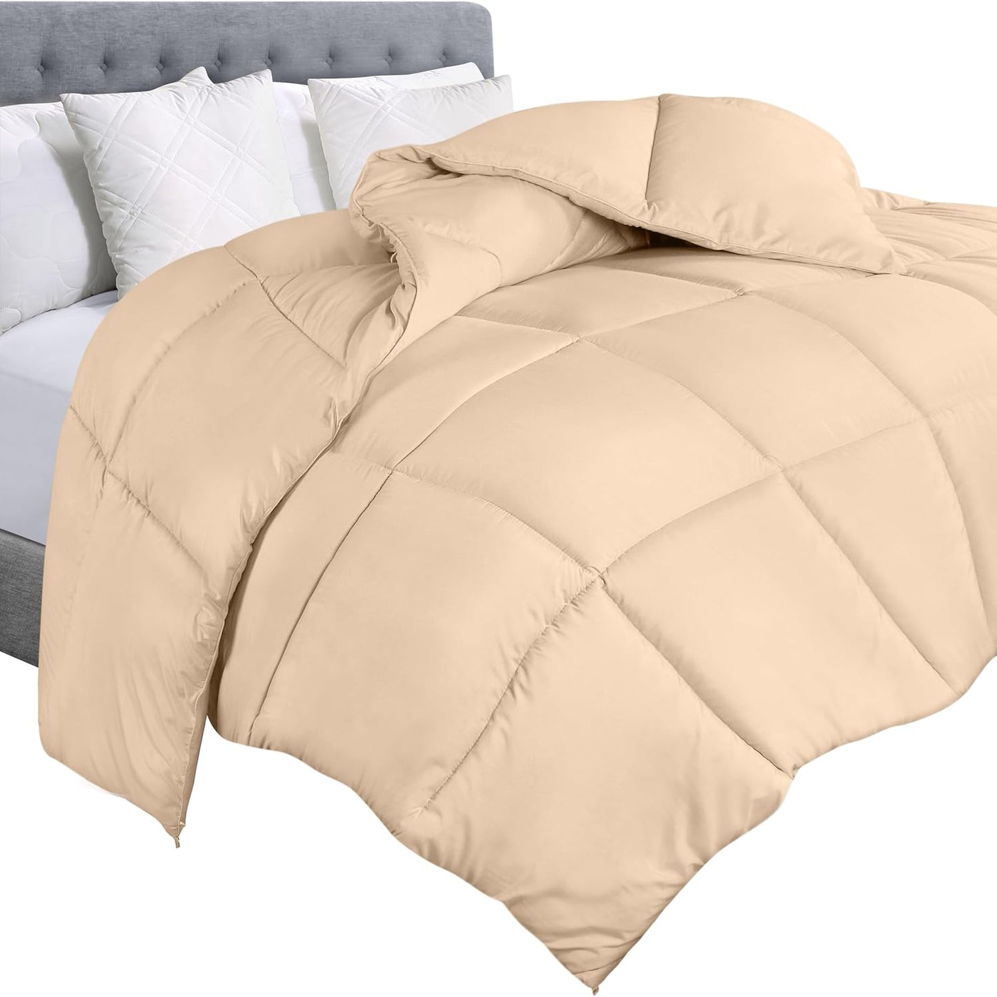 Utopia Bedding Comforter Duvet Insert, Quilted Comforter with Corner Tabs, Box Stitched Down Alternative Comforters Queen Size (White)