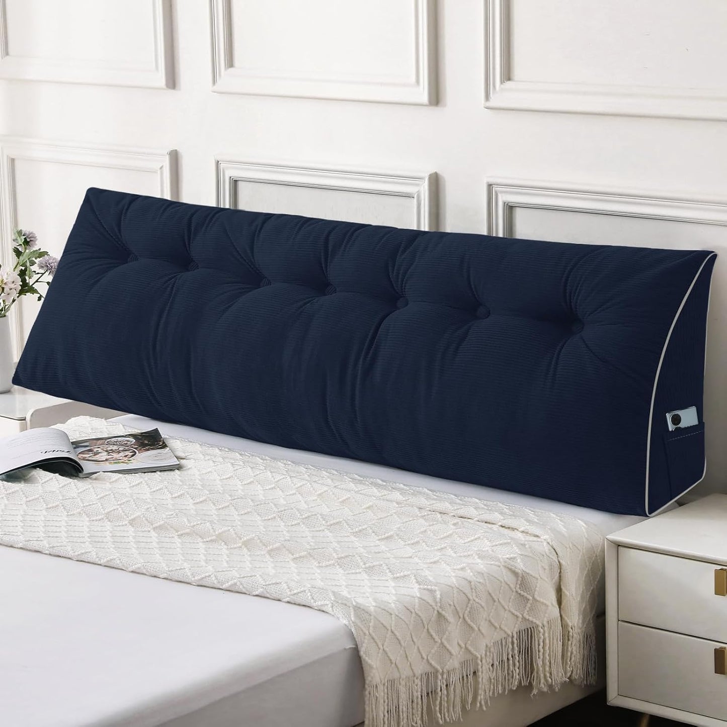 Sasttie Headboard Pillow Queen, Triangular Wedge Pillow Headboard, Wedge Headboard Pillow for Bed Sofa, Daybed Pillows for Sitting up, Reading or Working with Removable Cover, Dark Grey