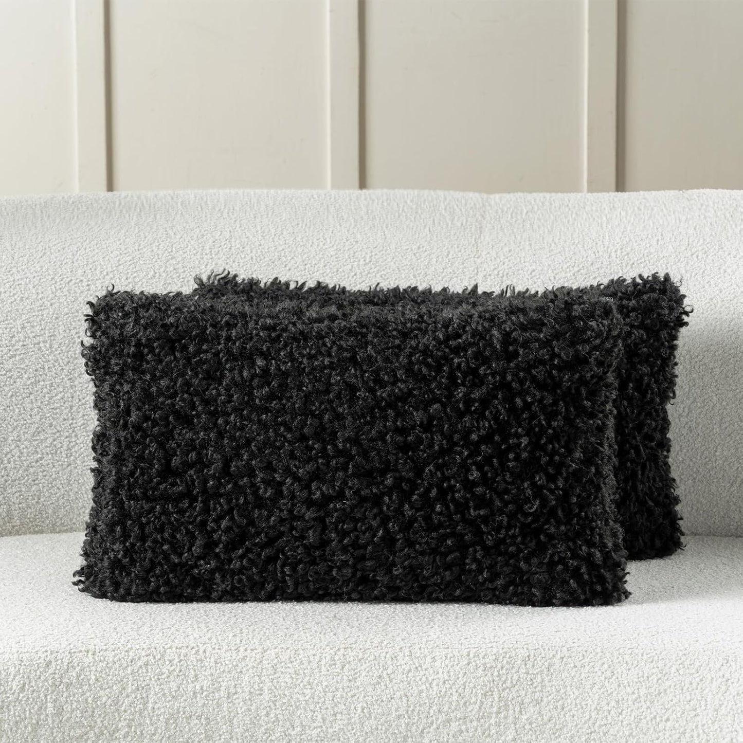 FUTEI Olive Green Decorative Throw Pillow Covers 18x18 Inch Set of 2,Soft Fluffy Faux Wool Fur Boucle Textured Cushion Case,Modern Home Decor for Couch Bed Living Room Office