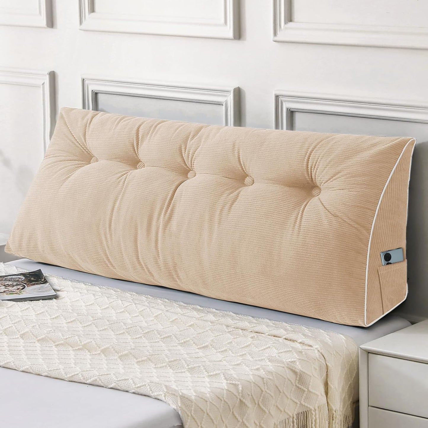 Sasttie Headboard Pillow Queen, Triangular Wedge Pillow Headboard, Wedge Headboard Pillow for Bed Sofa, Daybed Pillows for Sitting up, Reading or Working with Removable Cover, Dark Grey