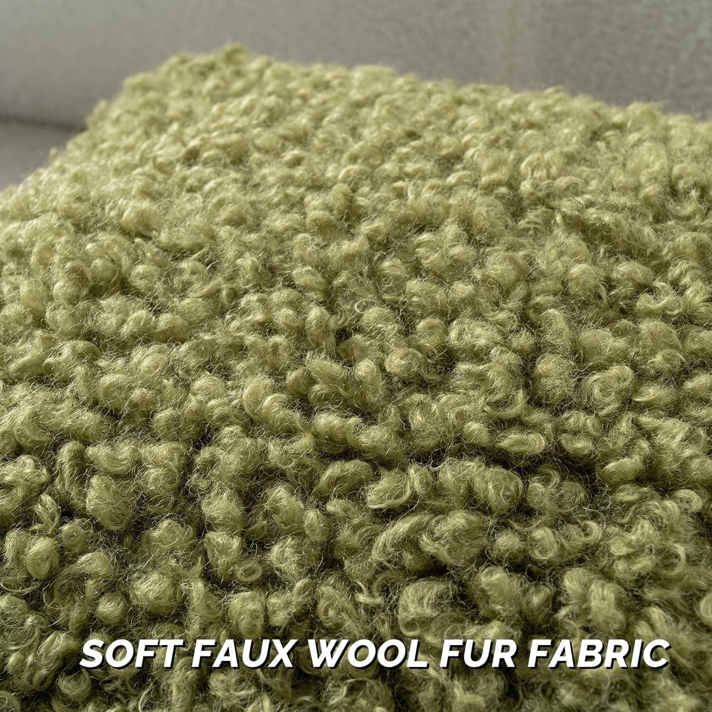 FUTEI Olive Green Decorative Throw Pillow Covers 18x18 Inch Set of 2,Soft Fluffy Faux Wool Fur Boucle Textured Cushion Case,Modern Home Decor for Couch Bed Living Room Office