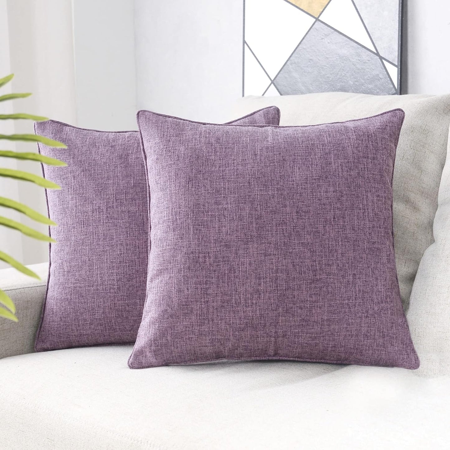 HPUK Decorative Throw Pillow Covers Set of 4 Square Couch Pillows Linen Cushion Cover for Couch Sofa Living Room, 18"x18" inches, Blue
