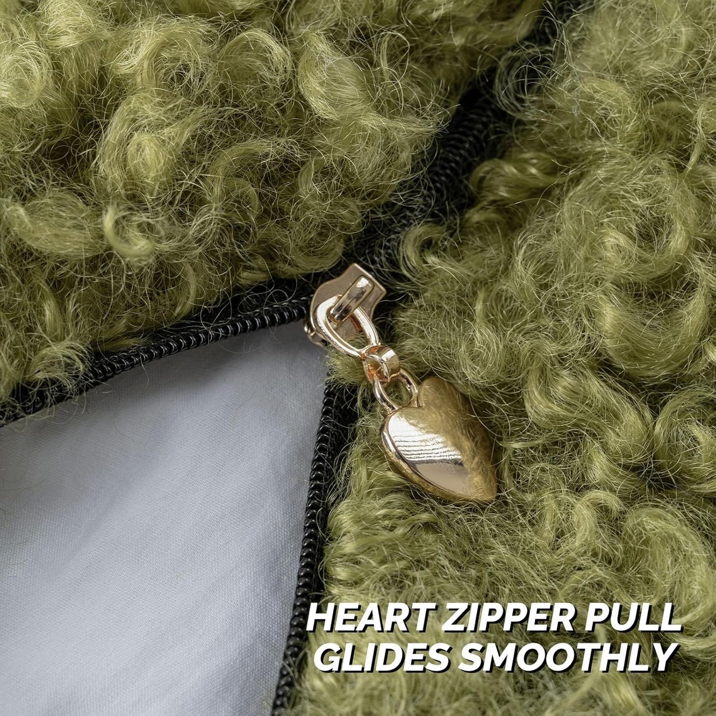 FUTEI Olive Green Decorative Throw Pillow Covers 18x18 Inch Set of 2,Soft Fluffy Faux Wool Fur Boucle Textured Cushion Case,Modern Home Decor for Couch Bed Living Room Office