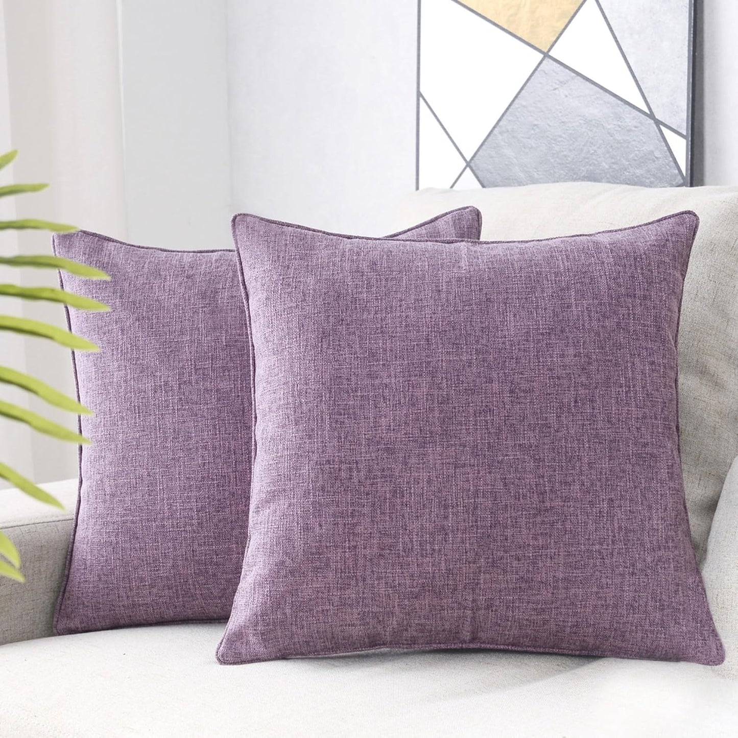 HPUK Decorative Throw Pillow Covers Set of 4 Square Couch Pillows Linen Cushion Cover for Couch Sofa Living Room, 18"x18" inches, Blue