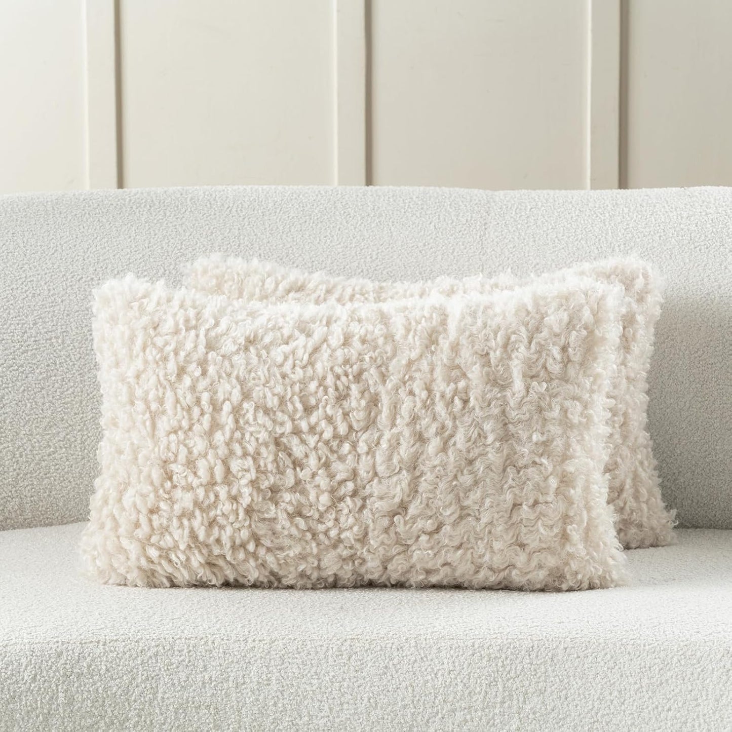 FUTEI Olive Green Decorative Throw Pillow Covers 18x18 Inch Set of 2,Soft Fluffy Faux Wool Fur Boucle Textured Cushion Case,Modern Home Decor for Couch Bed Living Room Office